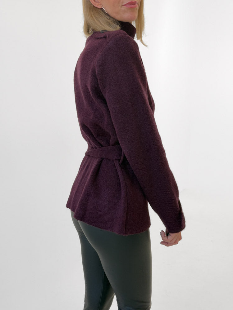"Sorella" tolle Strickjacke aus Viskose & Wolle - plum