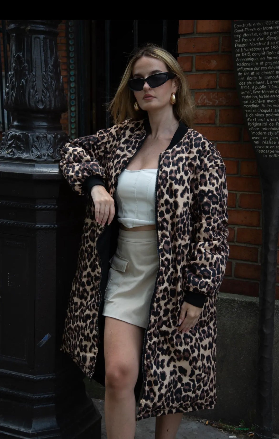 "Pari Reversible" langer Wende-Bombermantel Leo - schwarz