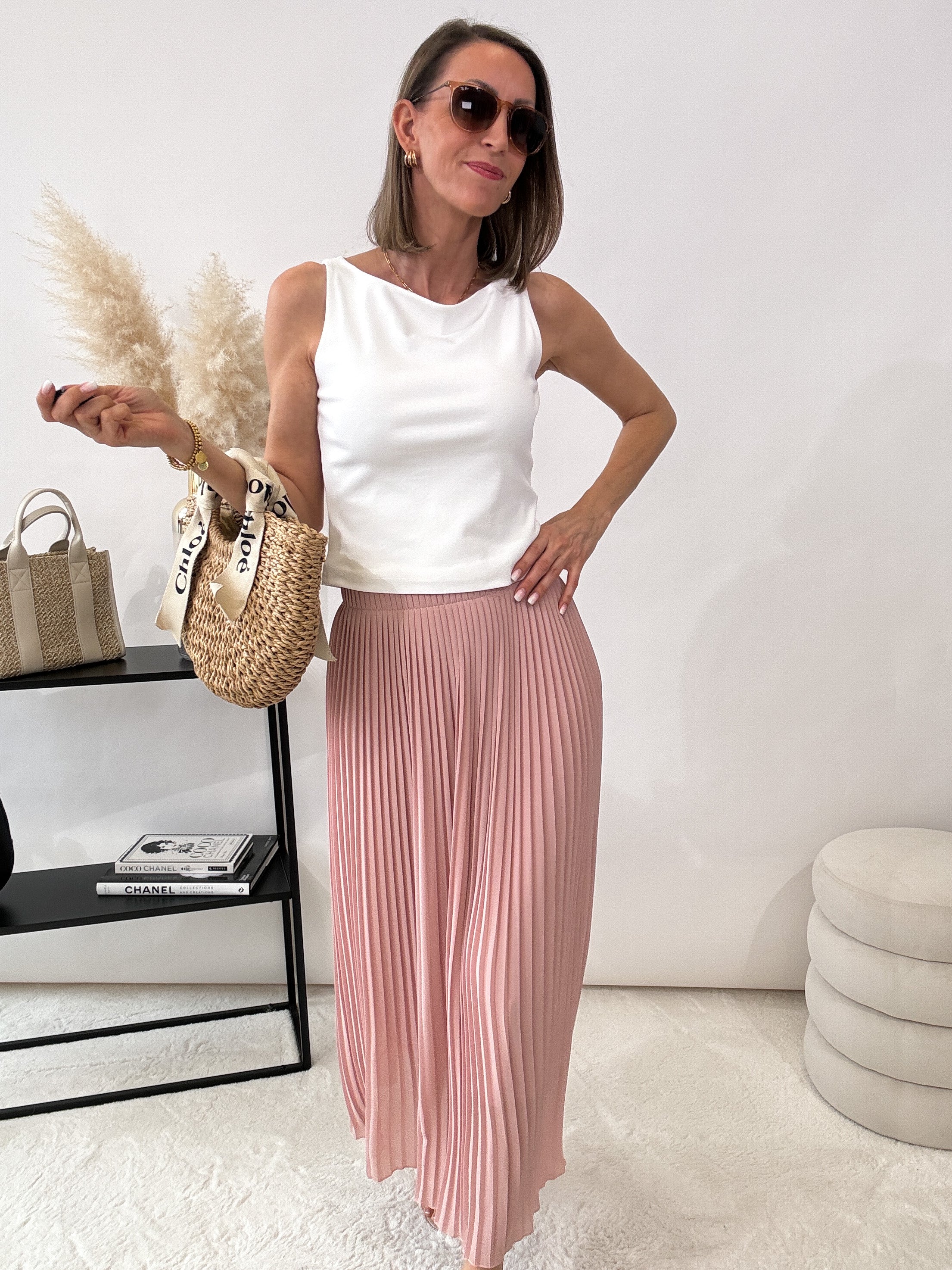 "Skirt" stylischer Plissee Rock - hellrosa