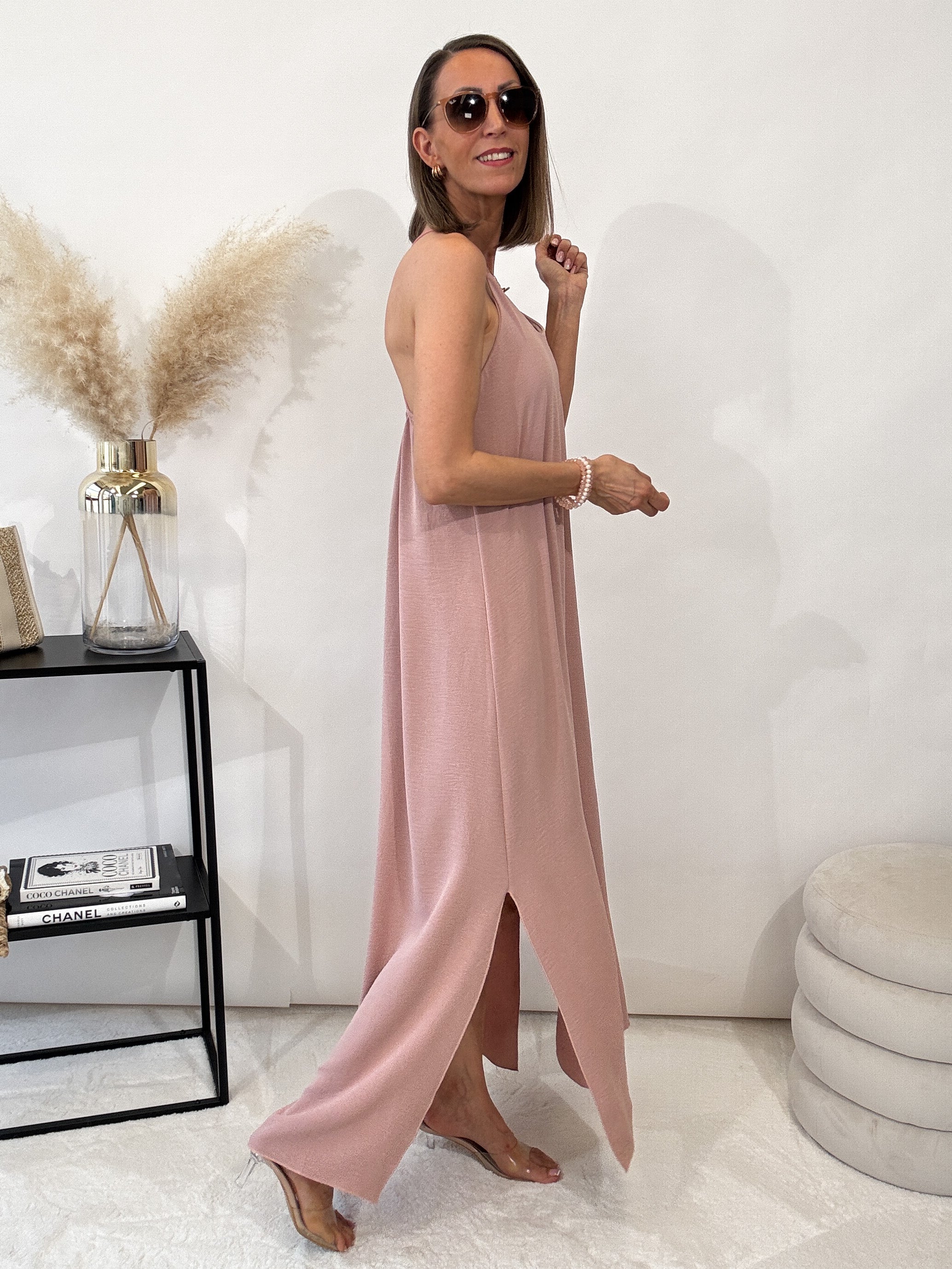 "Sunshine" leichtes Spaghettiträger Kleid - altrosa