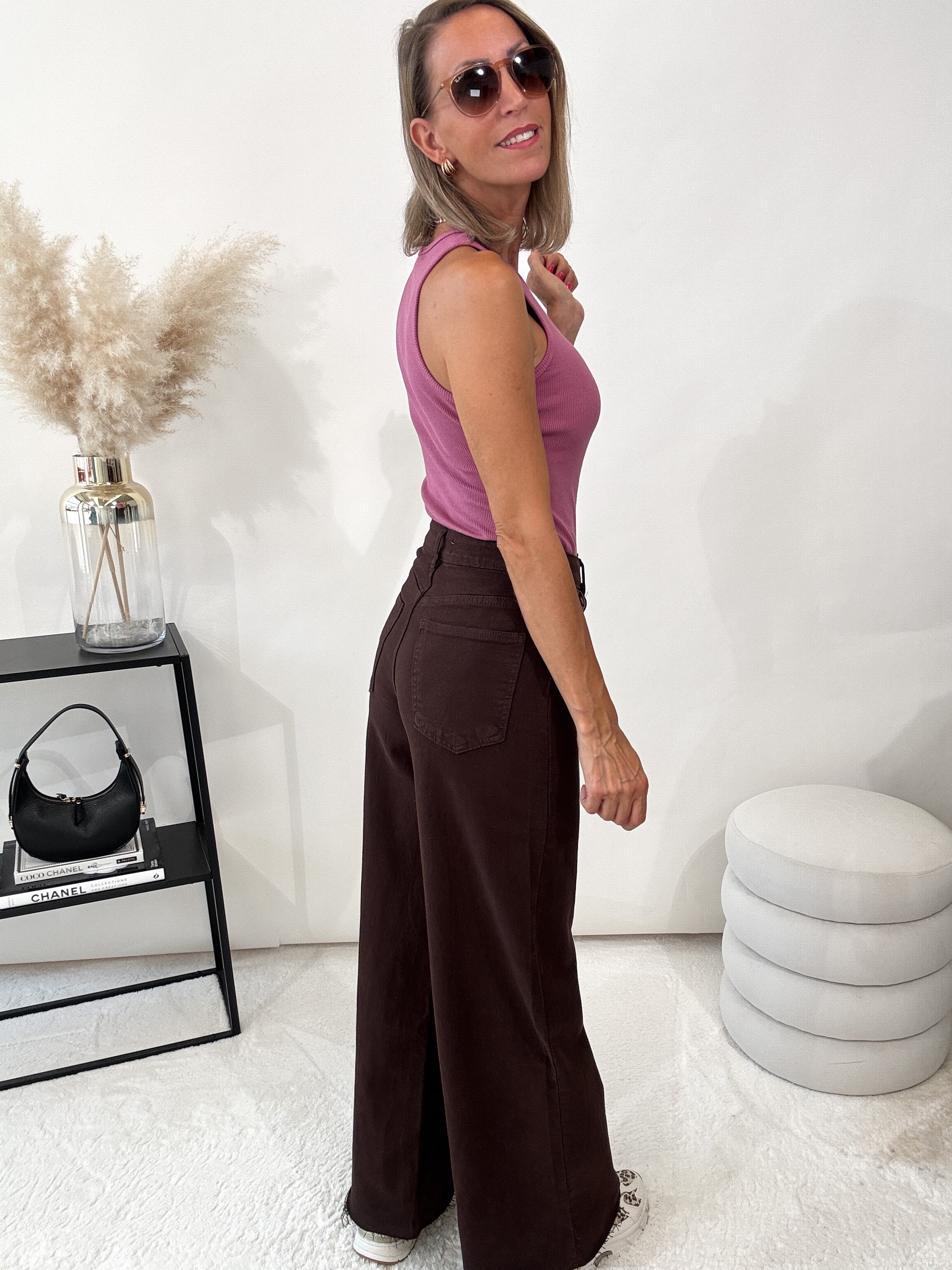 "Caramello" Wide Leg Jeans - chocobraun