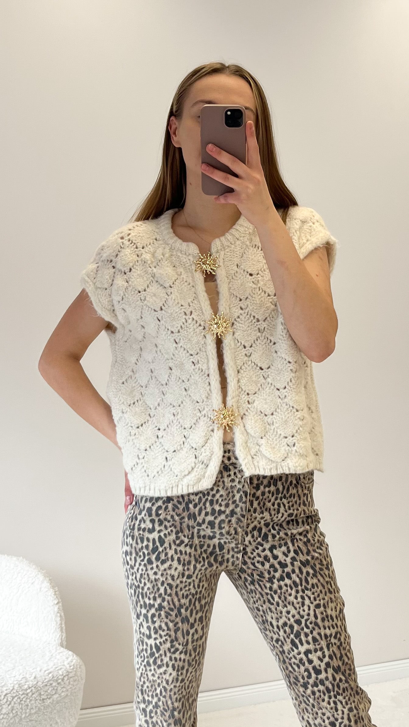 "Stella Vest" kuschelige Cardigan-Weste - beige