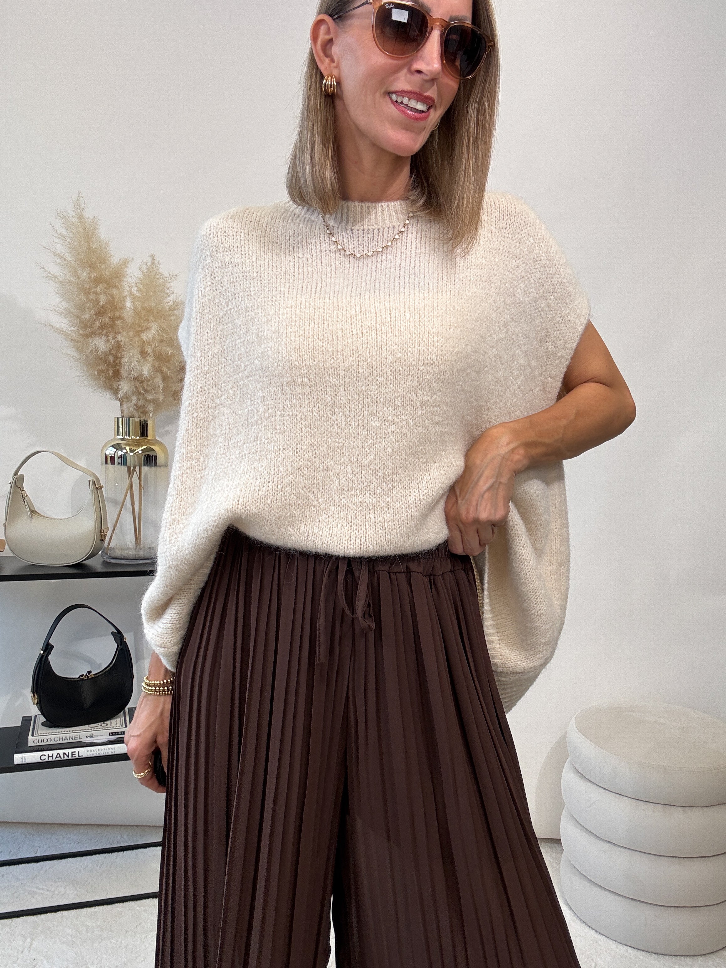 Culotte Plissee Hose - braun