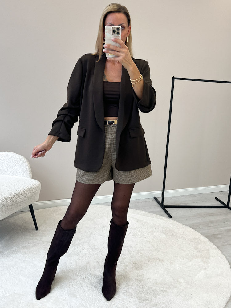 "Aria" toller Blazer aus Butterstoff - chocobraun