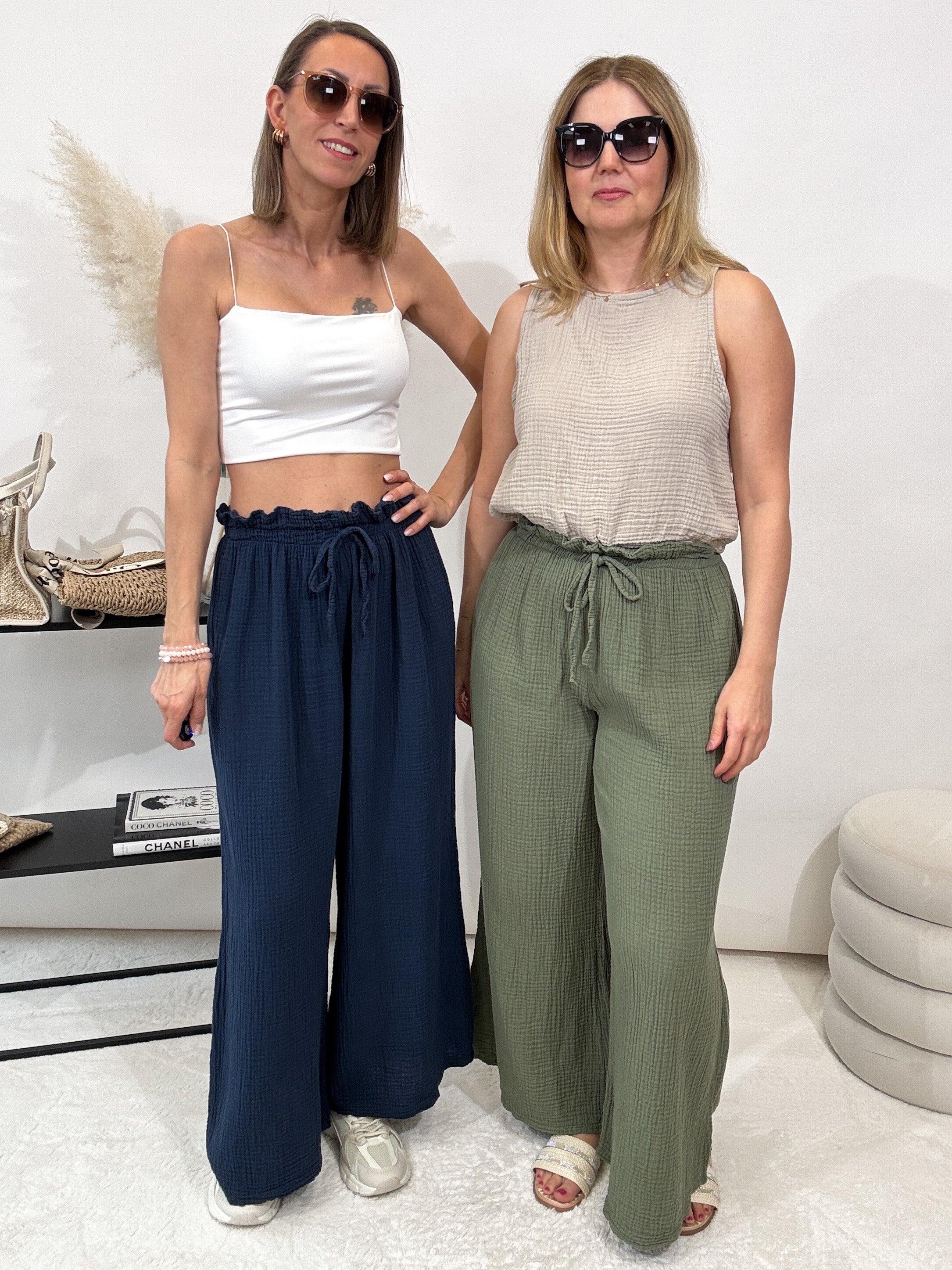 "Musselin Pants 2.0" Hose aus Baumwolle (bis Größe 44) - khaki