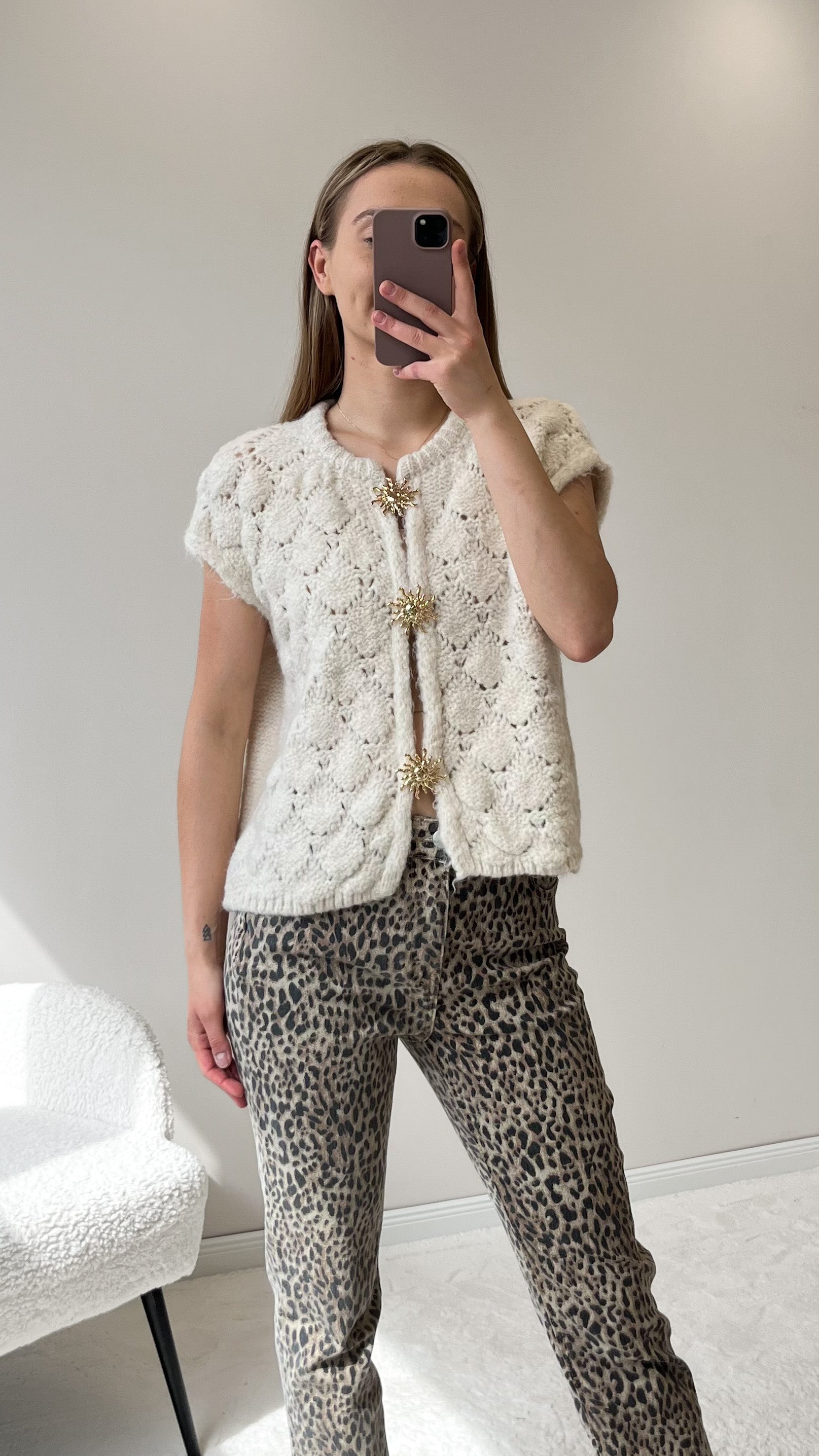 "Stella Vest" kuschelige Cardigan-Weste - beige