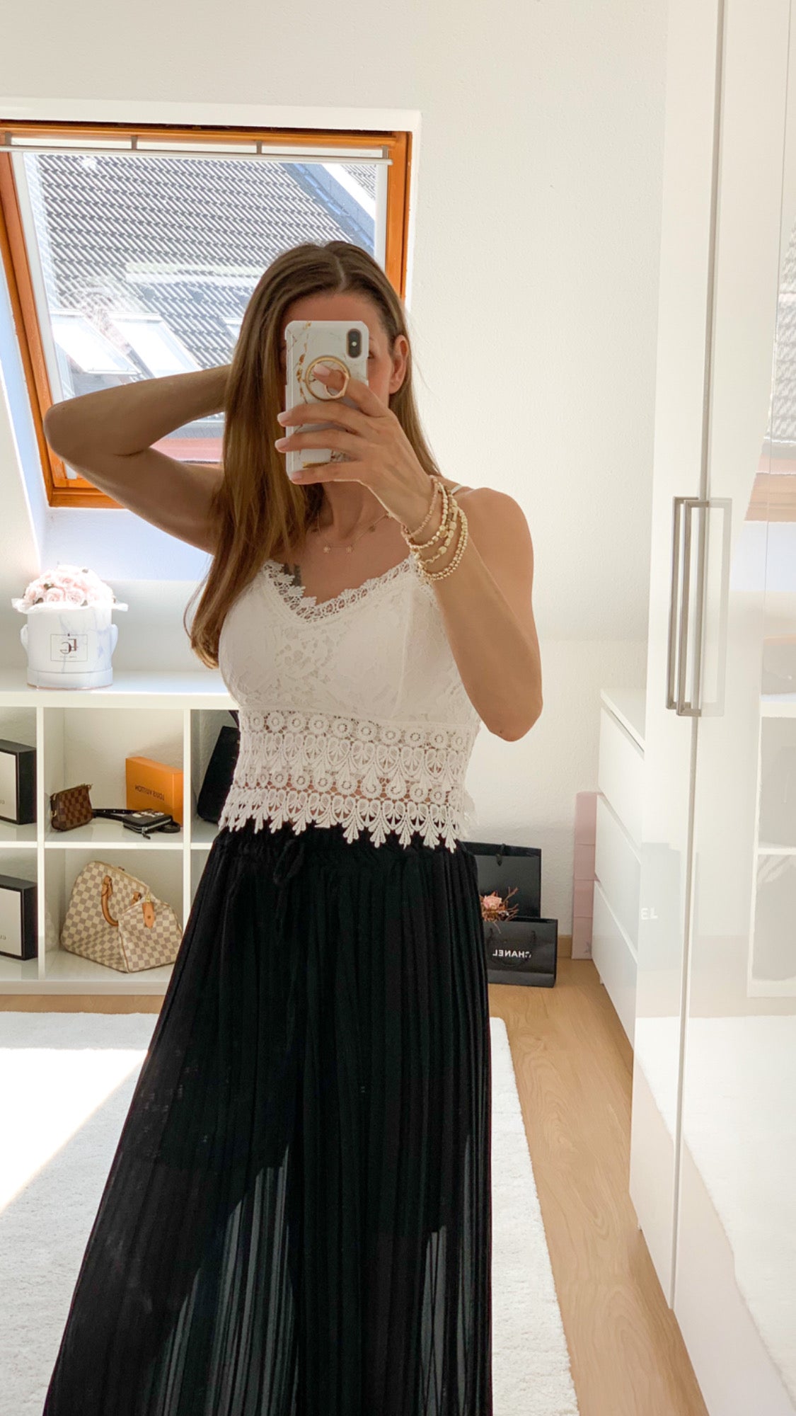 "Leah" Crop Top Lace - weiss