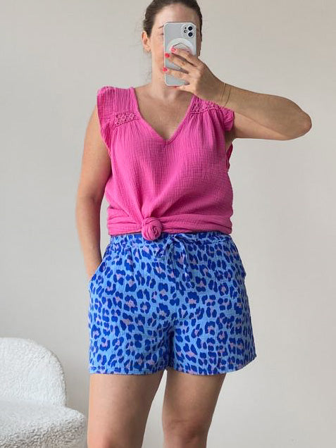 "Shorty Leo" Short aus Musselin - blau