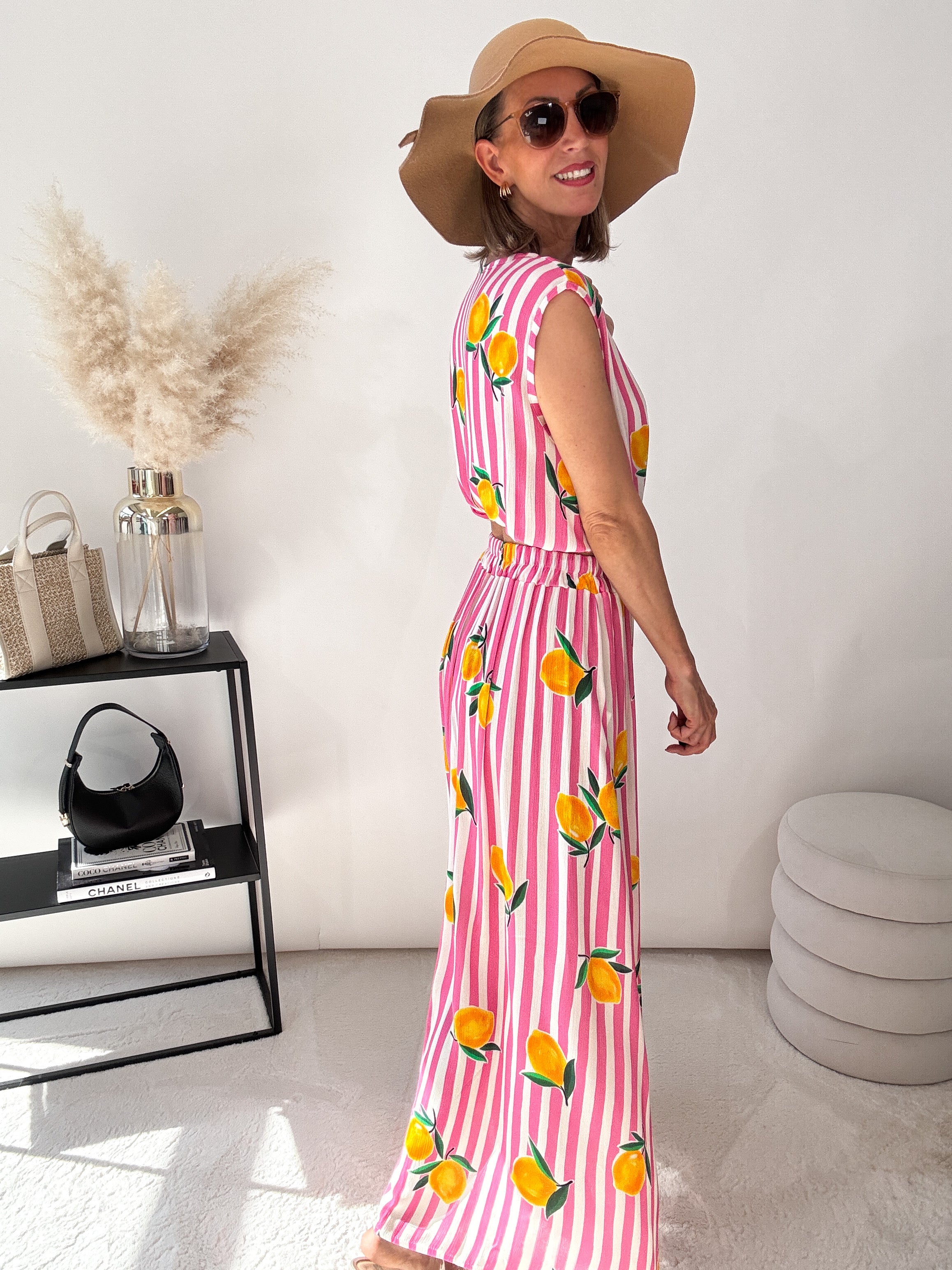 "Amalfi Lemon" Top aus Baumwolle -pink