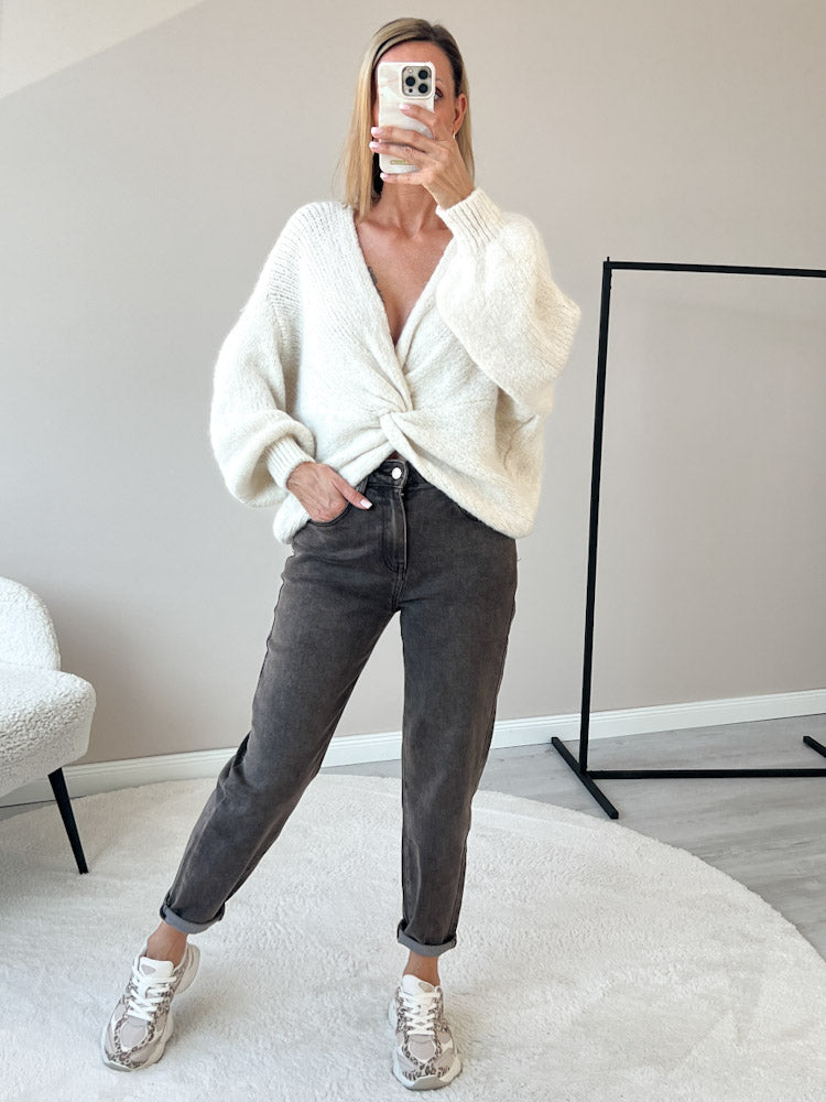 "Siena" Wende-Pullover mit Lana Wolle & Viskose - creme