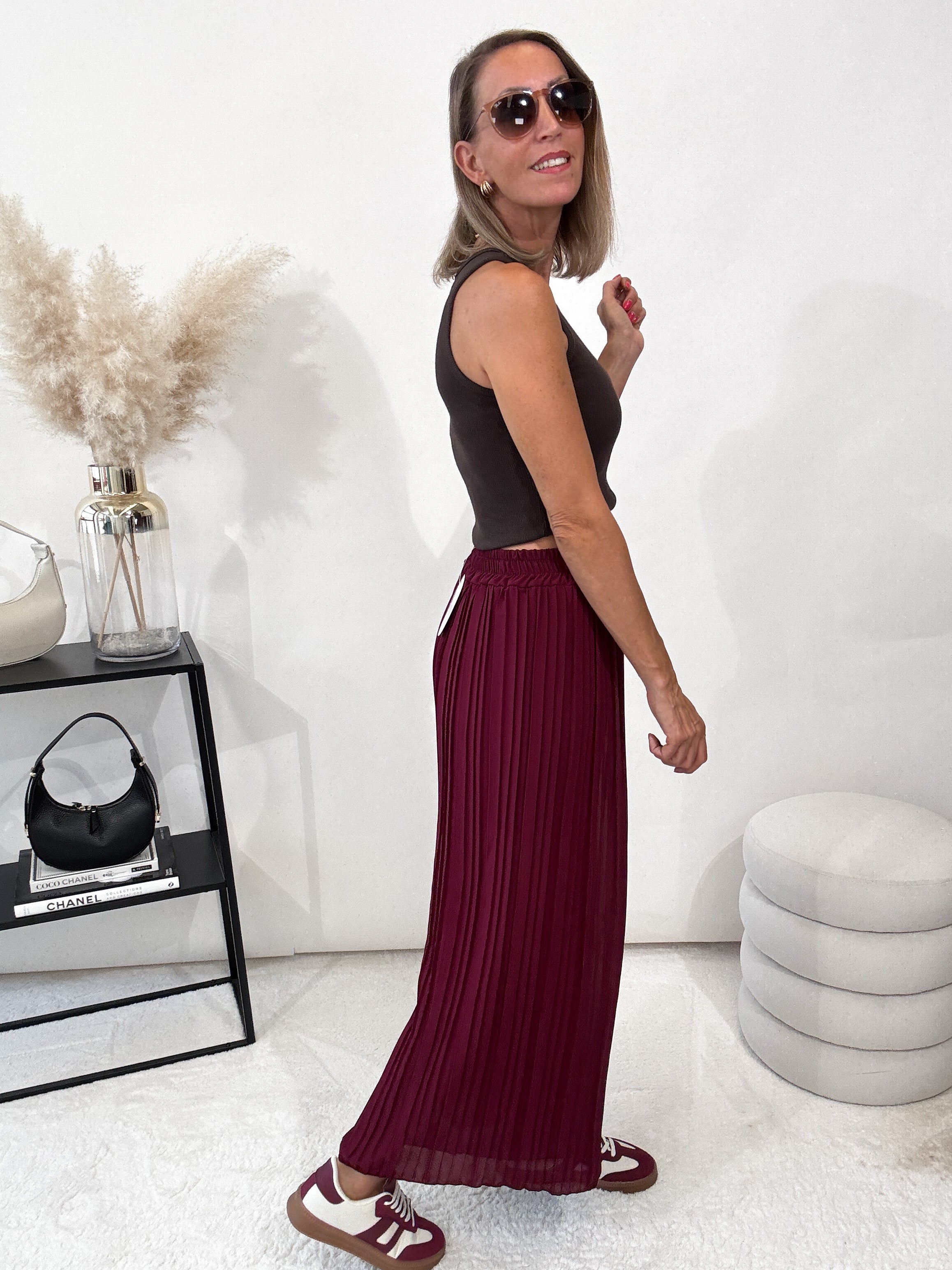 Culotte Plissee Hose - bordeaux