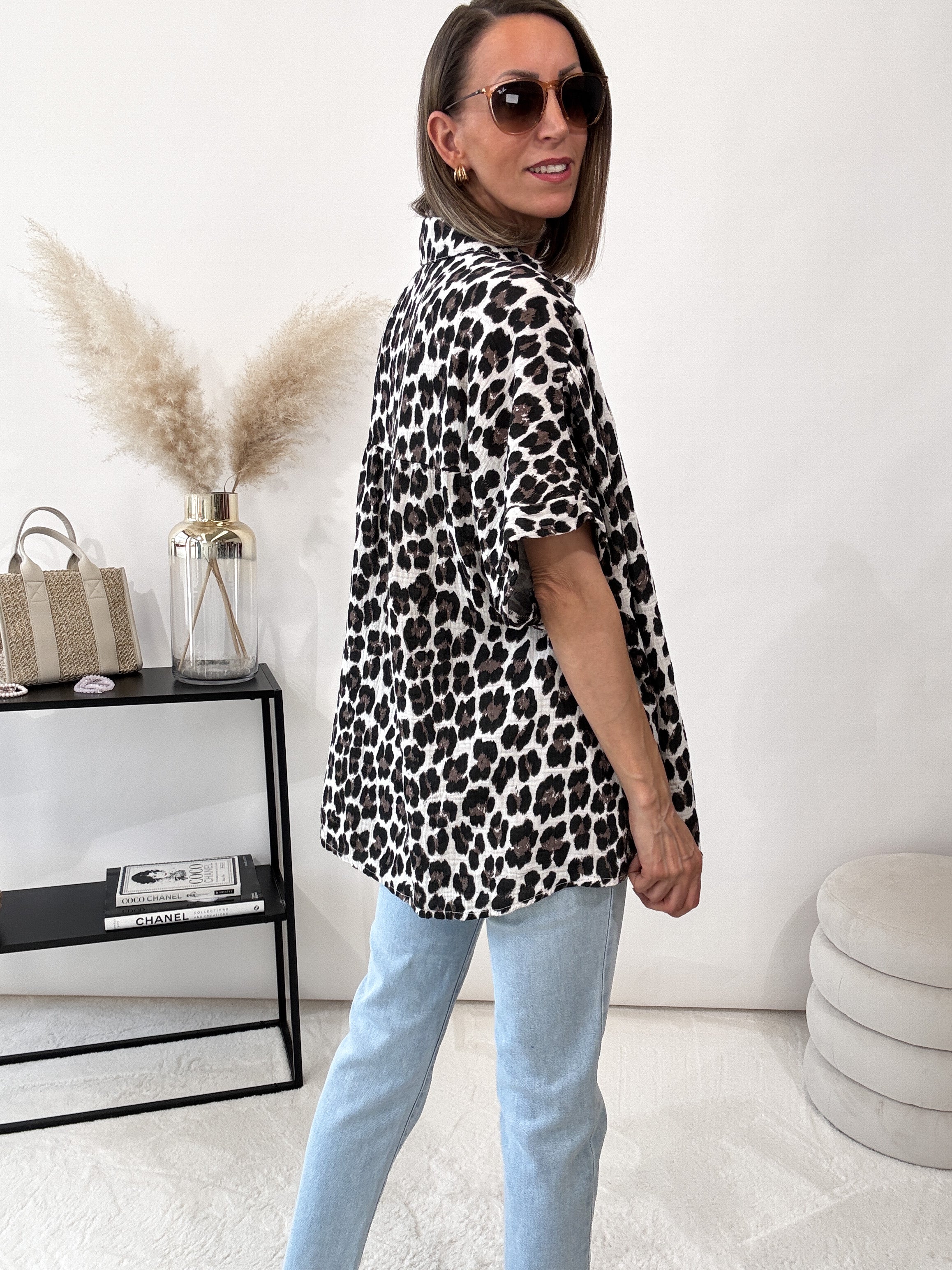 "Waffle Leo Midi Summer" Bluse aus Musselin - weiß