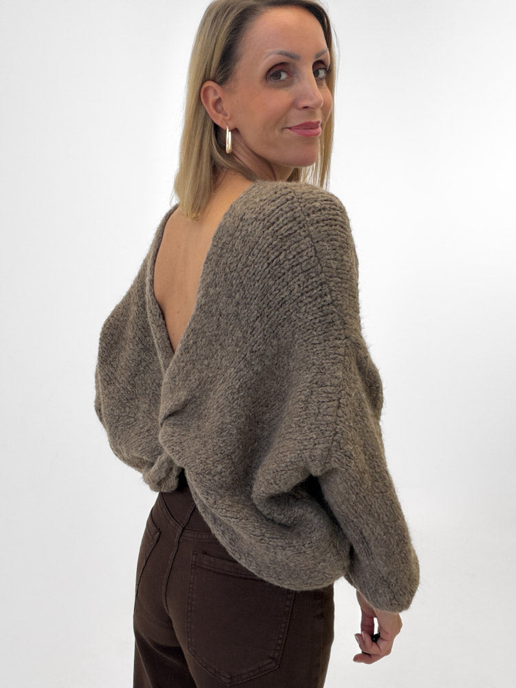 "Siena" Wende-Pullover mit Lana Wolle & Viskose - mocca