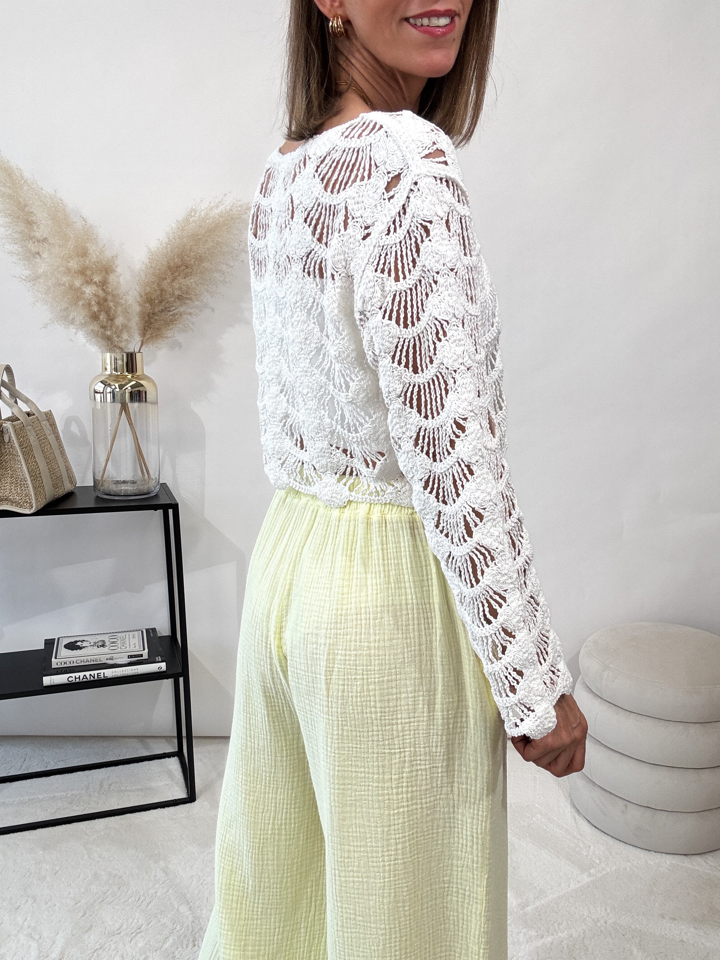 "Musselin Pants" Hose aus Baumwolle - hellgelb