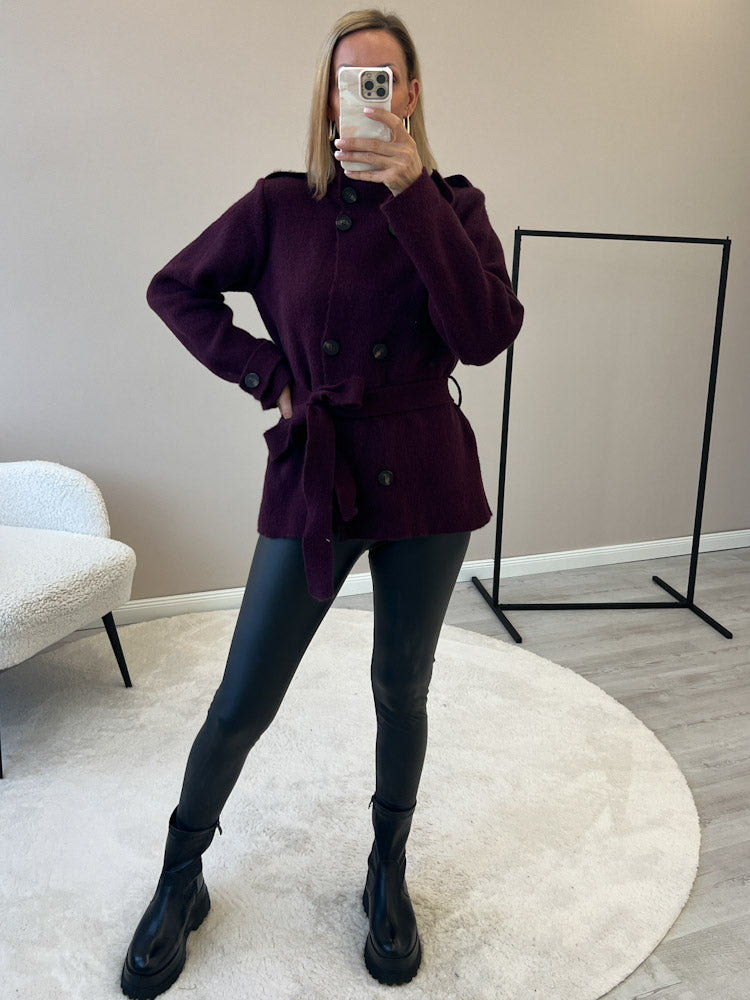 "Sorella" tolle Strickjacke aus Viskose & Wolle - plum