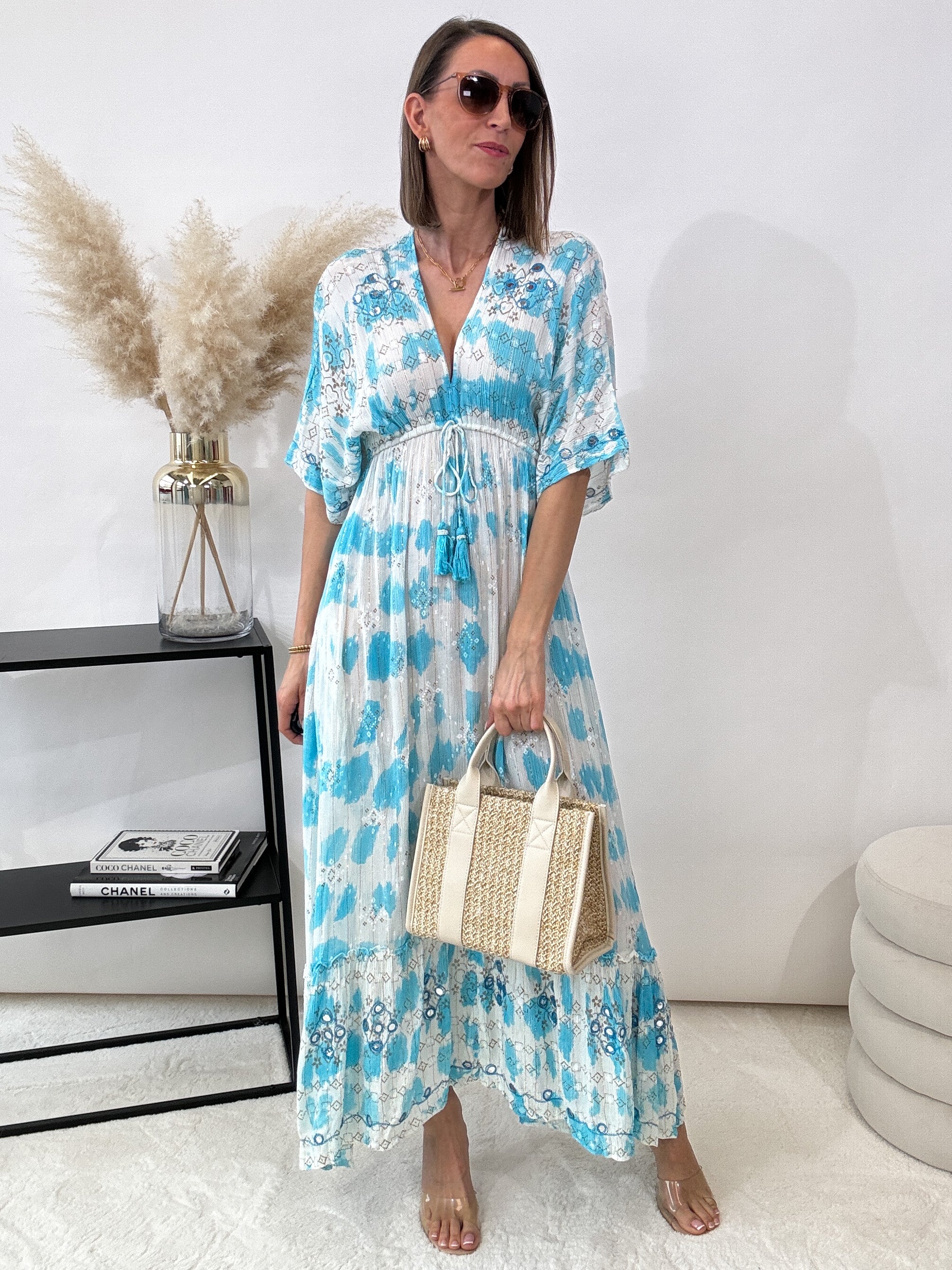 "Ibiza" Boho Maxikleid - blau