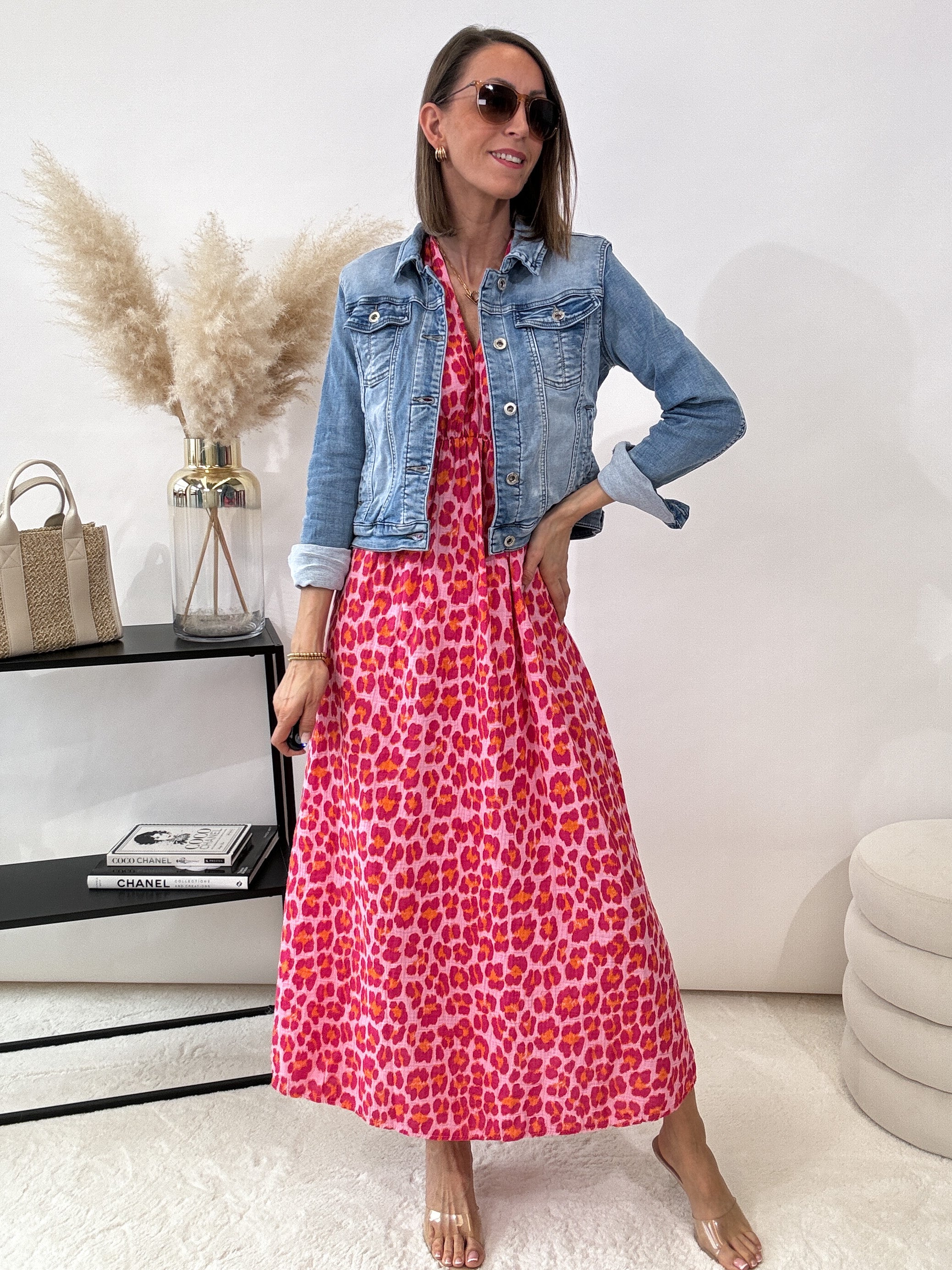 ,,Pianosa"- Leo Maxikleid aus Musselin - pink