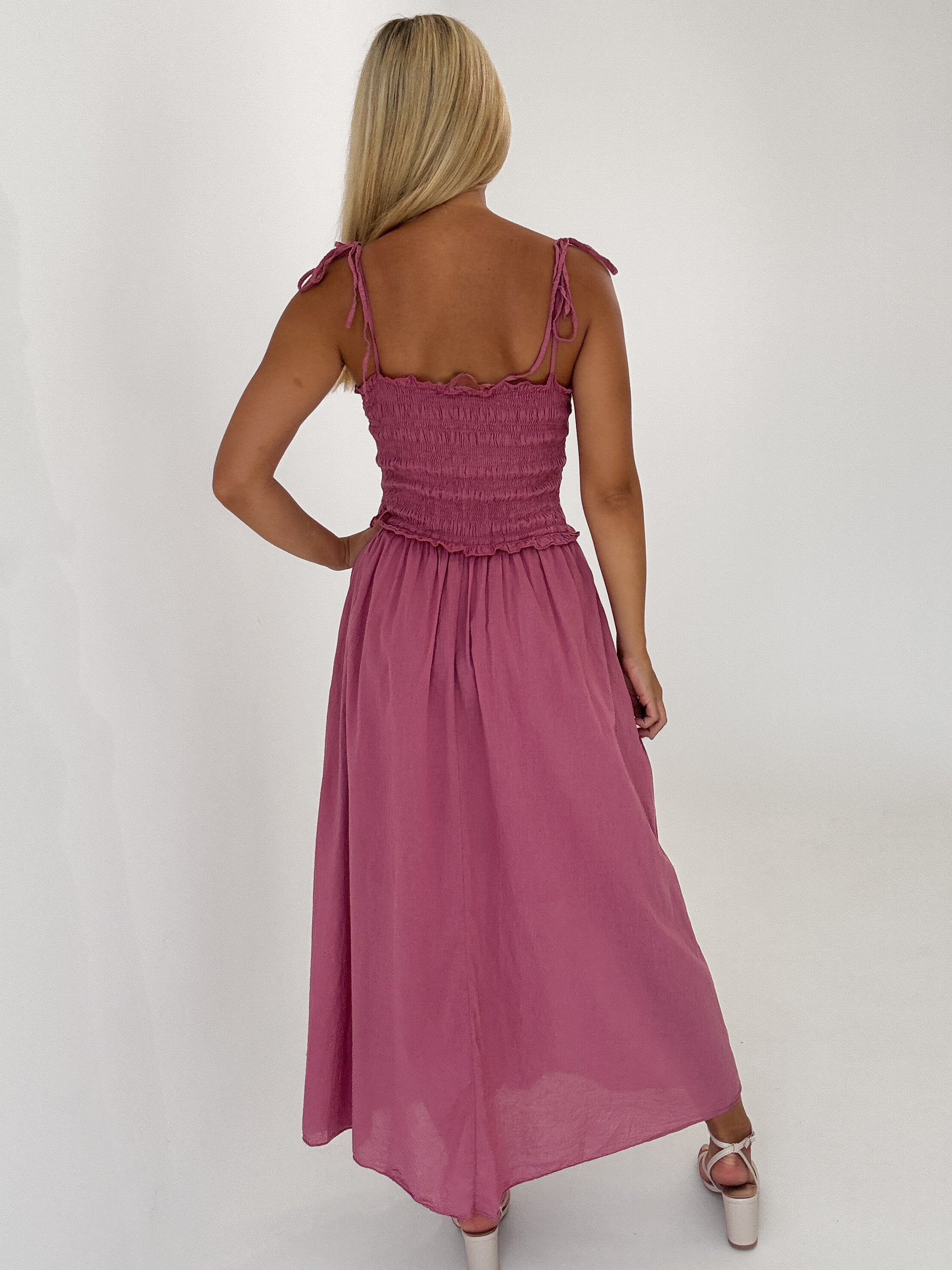 "Summer Breeze" - schönes Maxikleid aus Baumwolle - beere