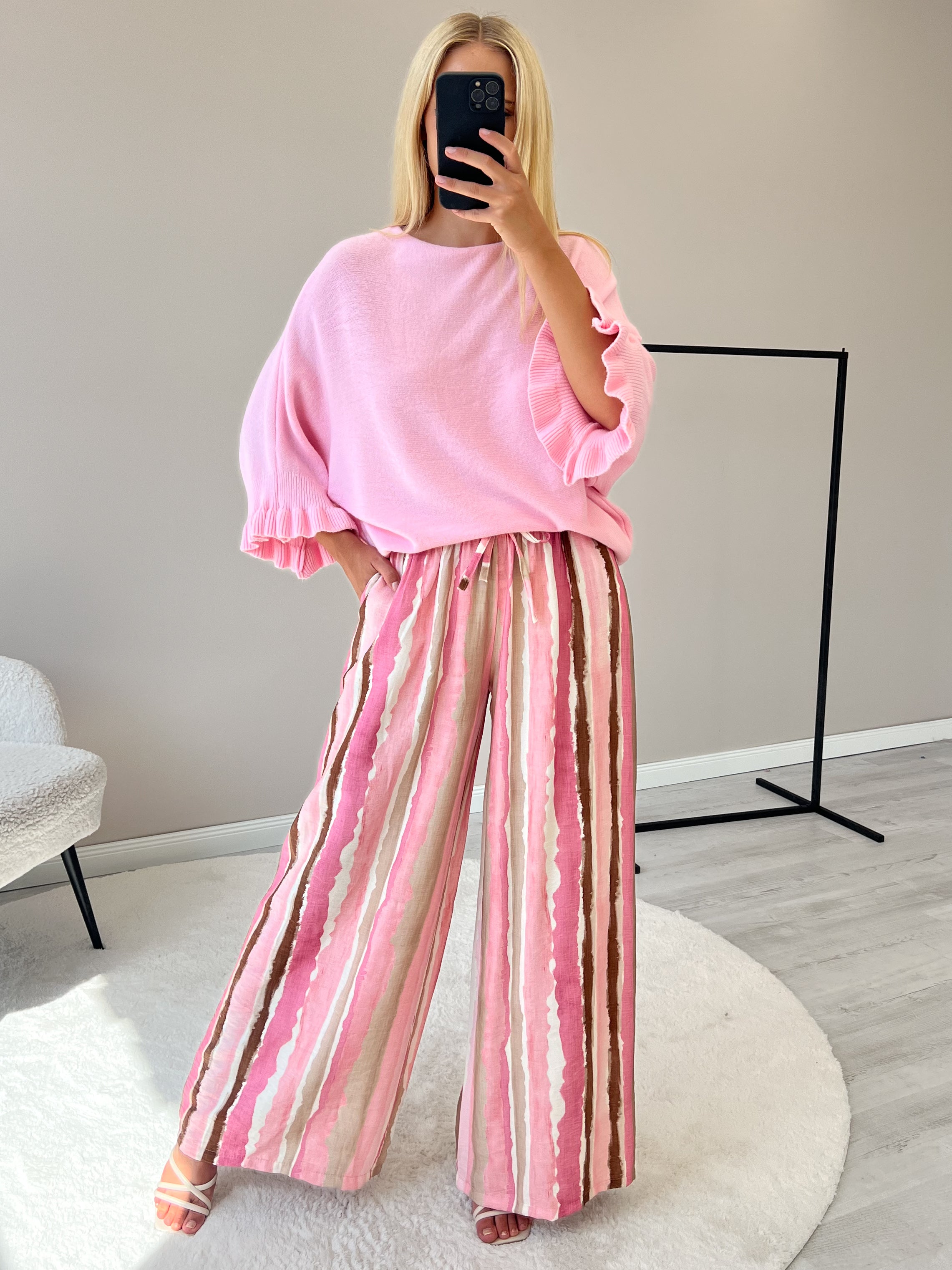 "Vicenza Volant" weicher Pullover mit Viscose - rosa