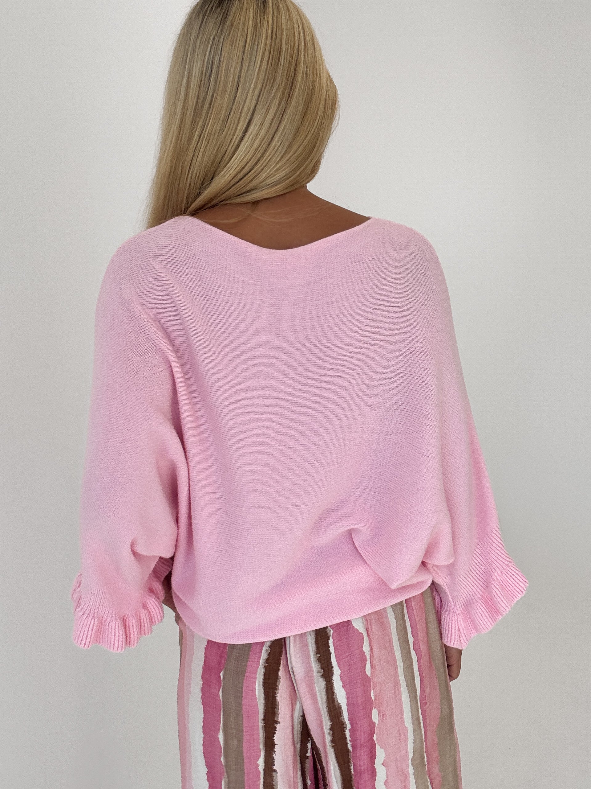 "Vicenza Volant" weicher Pullover mit Viscose - rosa