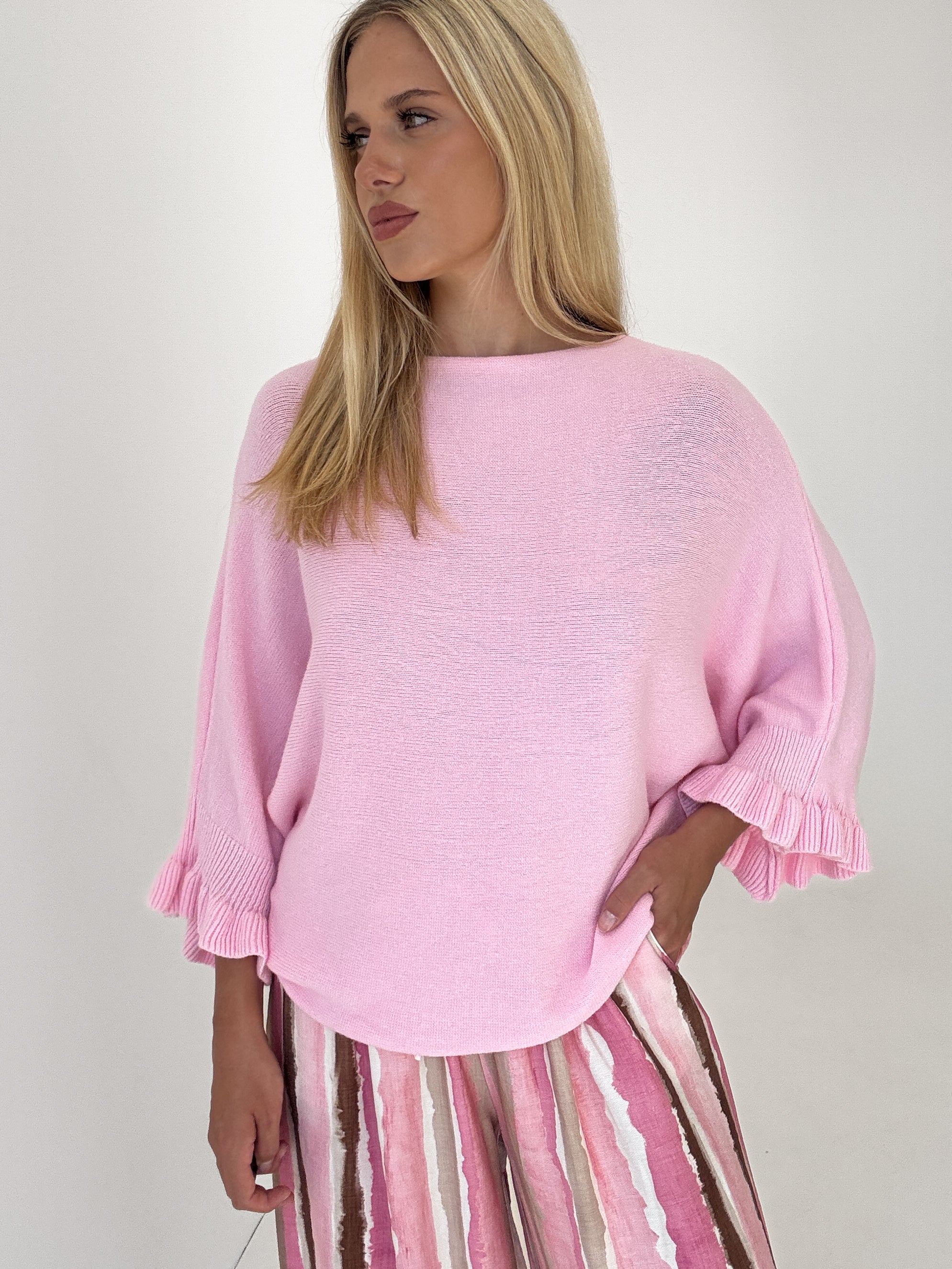 "Vicenza Volant" weicher Pullover mit Viscose - rosa