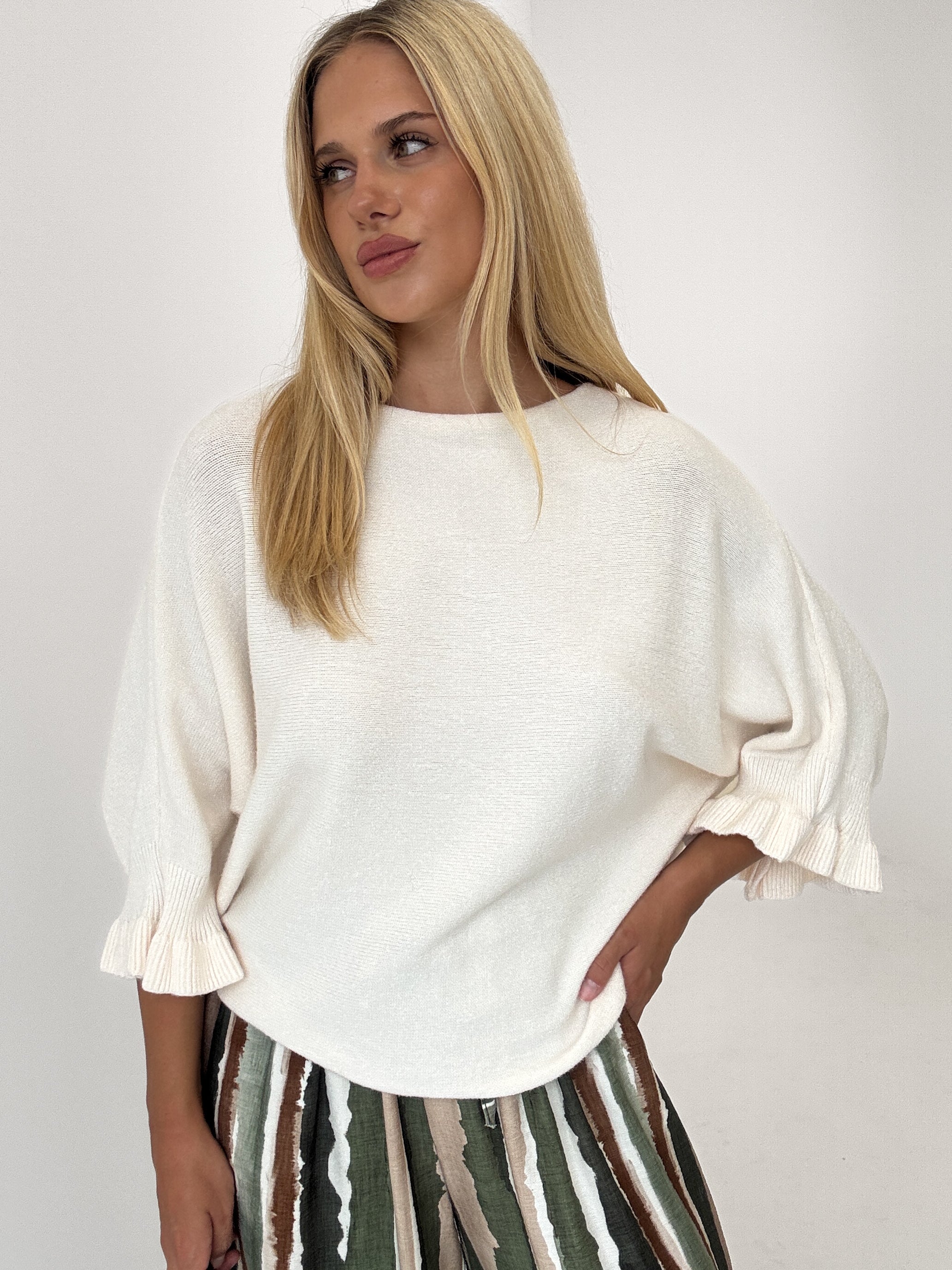 "Vicenza Volant" weicher Pullover mit Viscose - creme