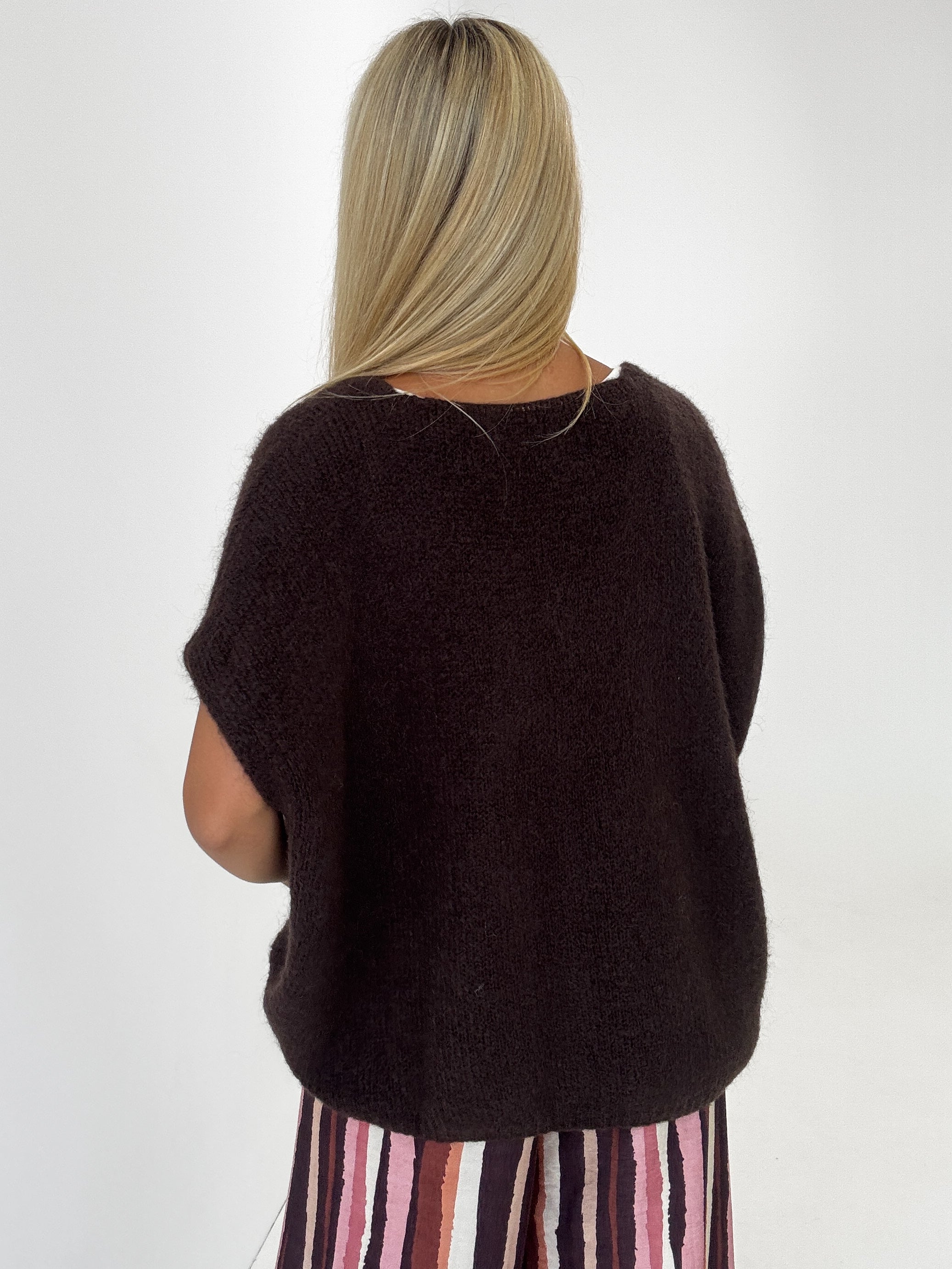 "Florida Vest" kuscheliger Cardigan mit Lana Wolle - dunkelbraun