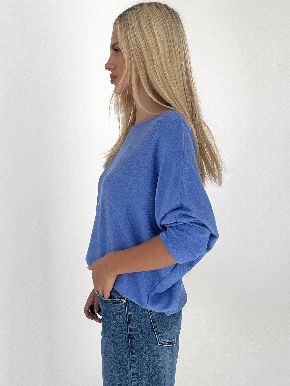 "Soft" weiches Longshirt aus Viscose & Wolle - blau
