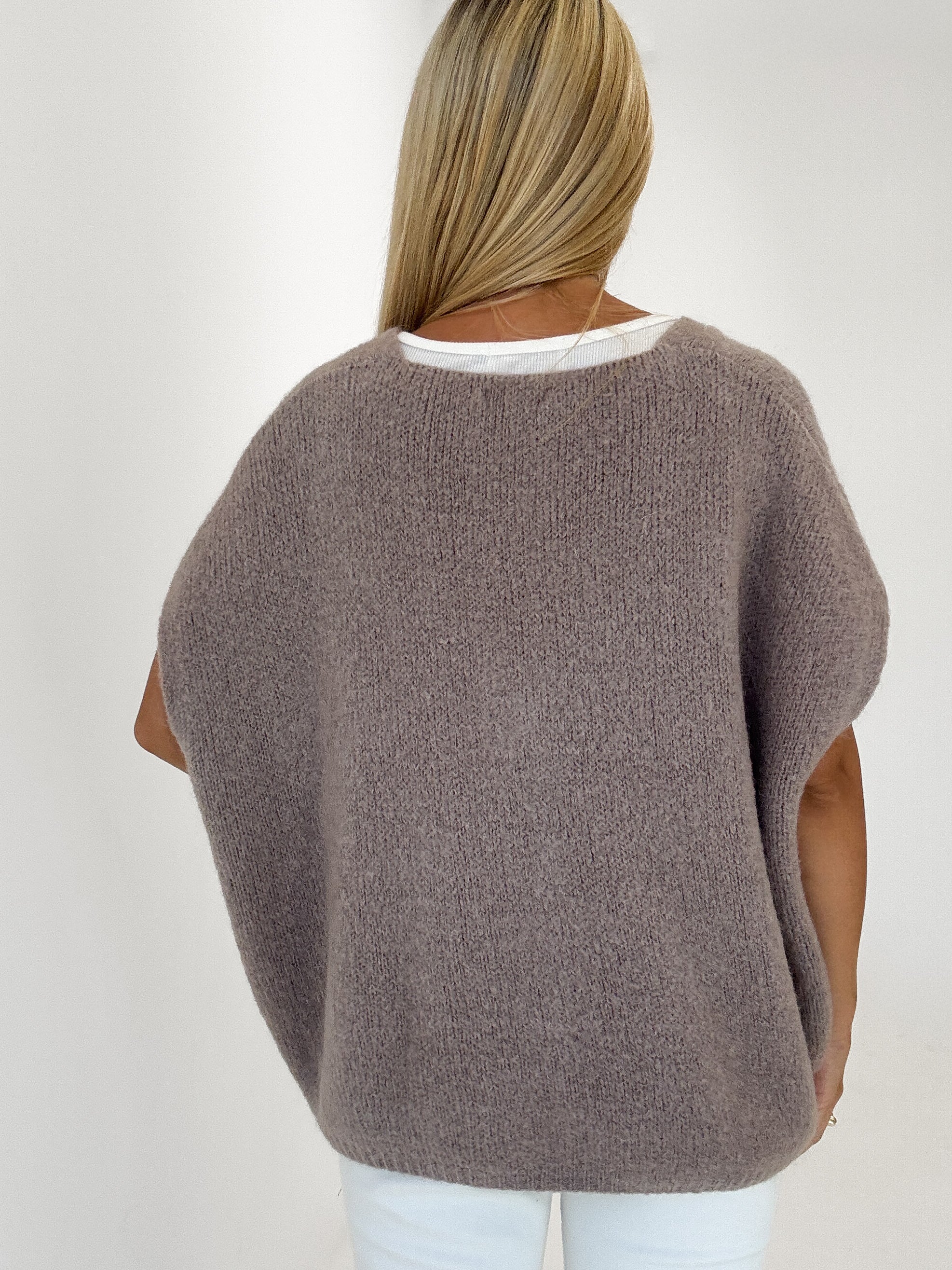 "Florida Vest" kuscheliger Cardigan mit Lana Wolle - mocca