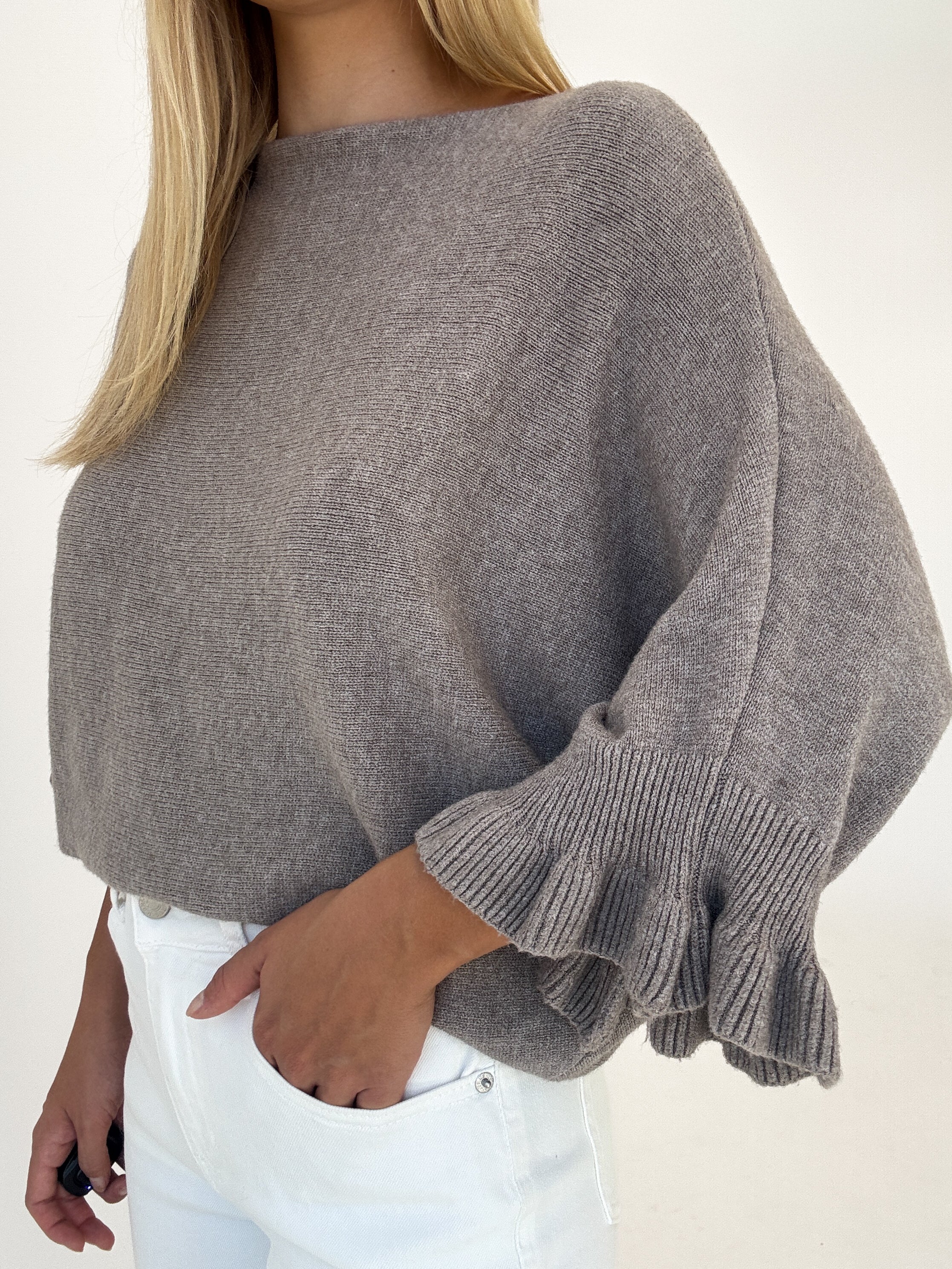 "Vicenza Volant" weicher Pullover mit Viscose - mocca