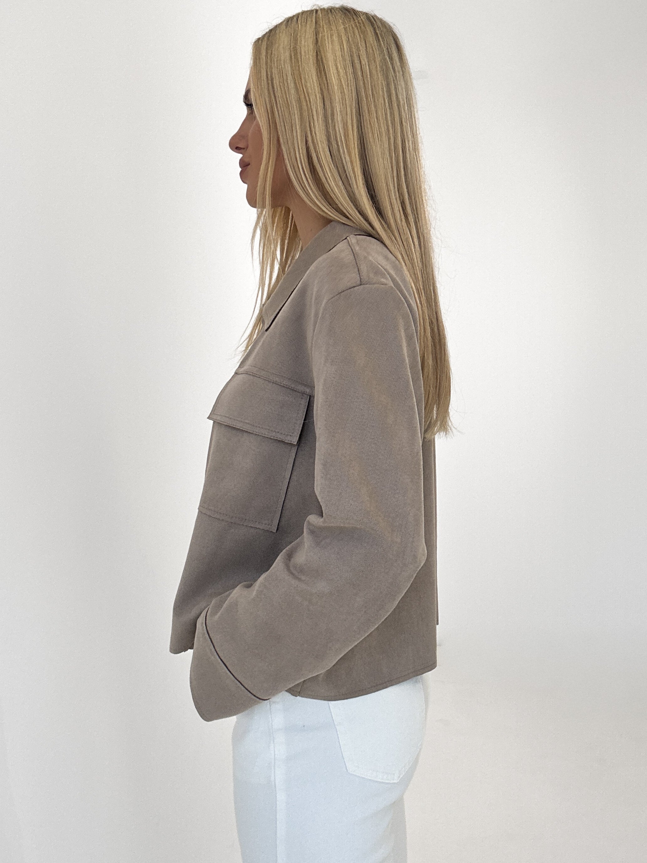 "Nelli 2.0" Jacke in Velourleder Optik - mocca