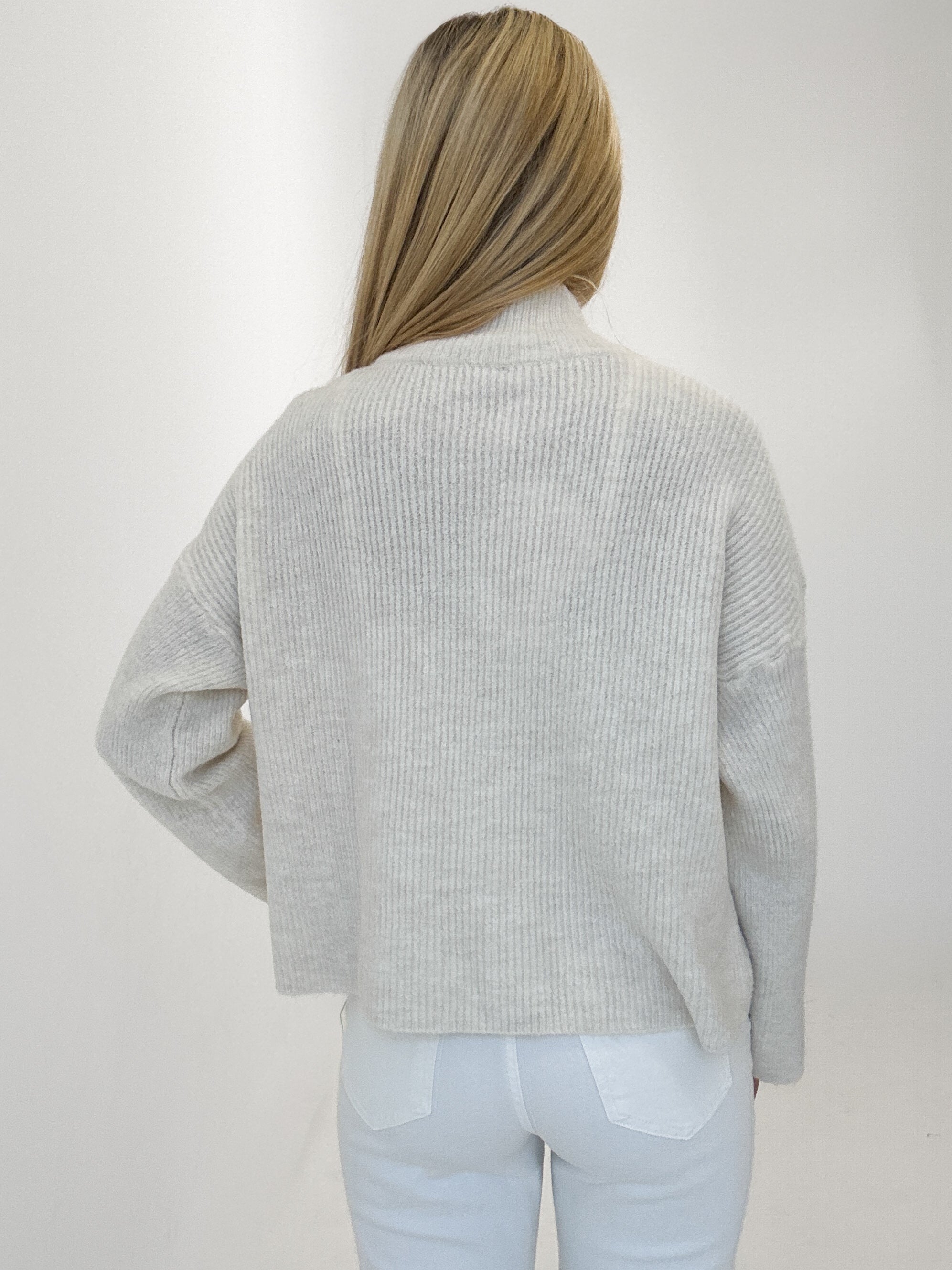 "Dalia" kuscheliger Zip-Cardigan aus Viskose & Lana Wolle - creme