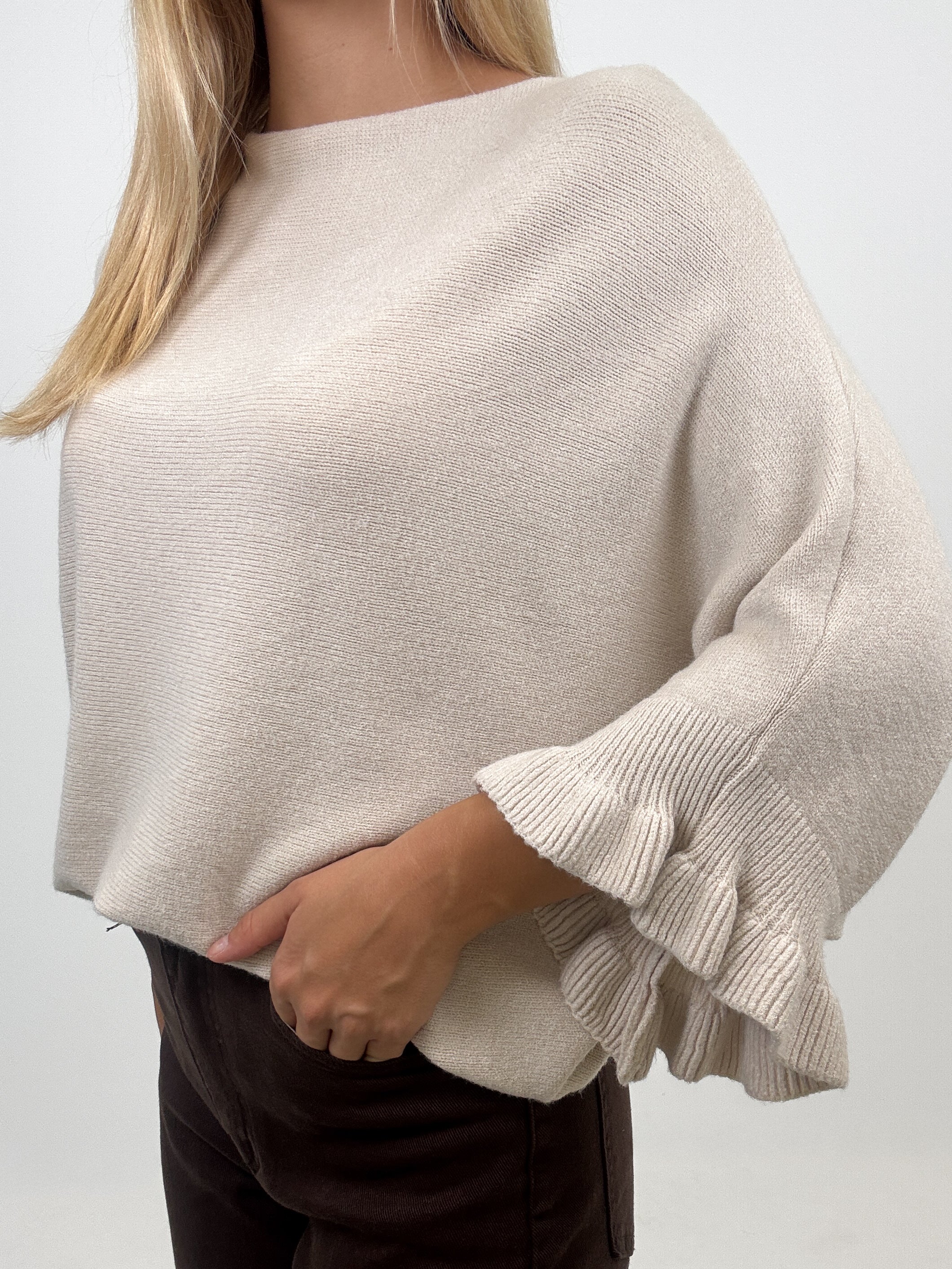 "Vicenza Volant" weicher Pullover mit Viscose - beige