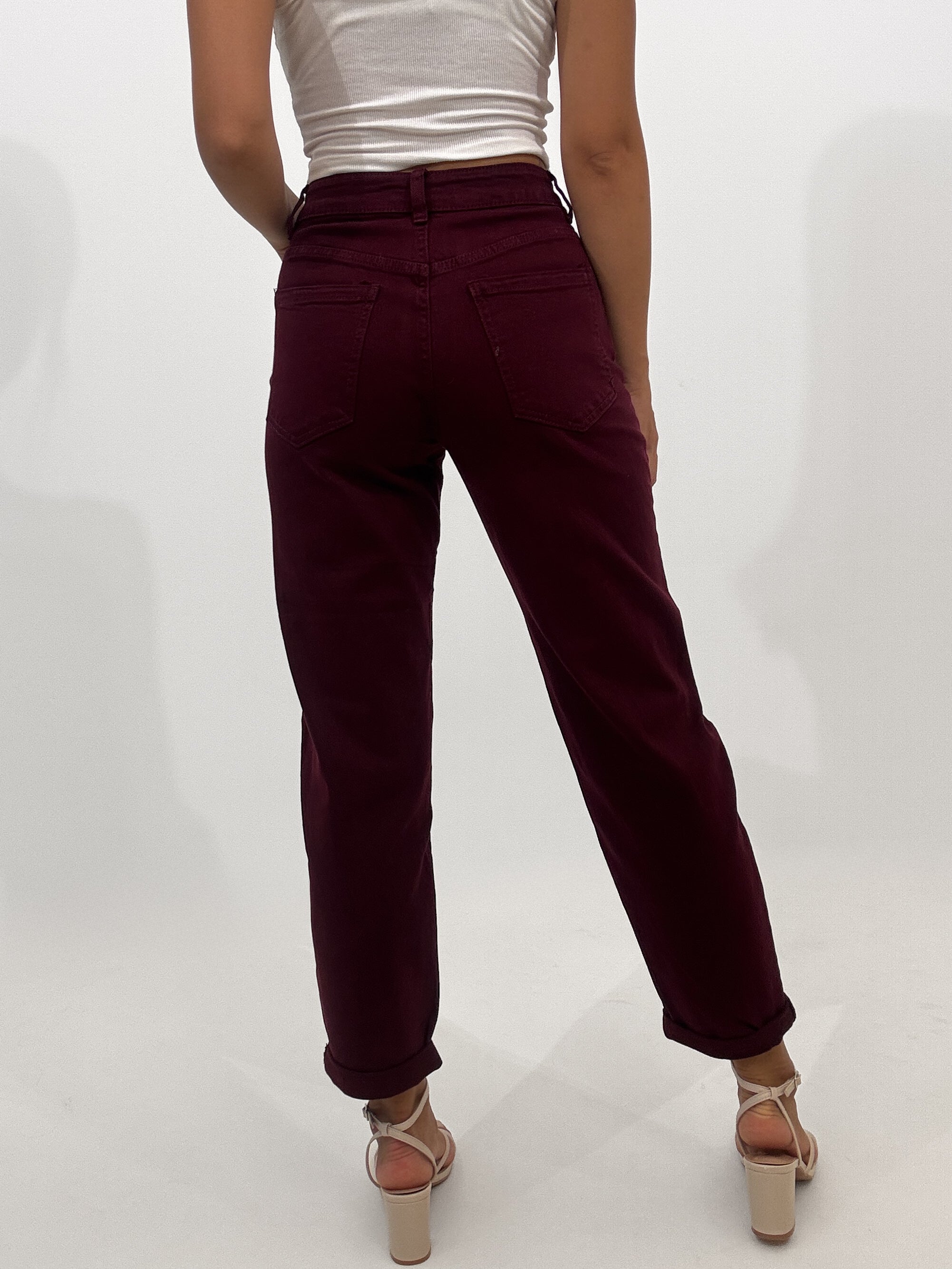 "Mom Bordeaux" Old Mom Fit Jeans - bordeaux