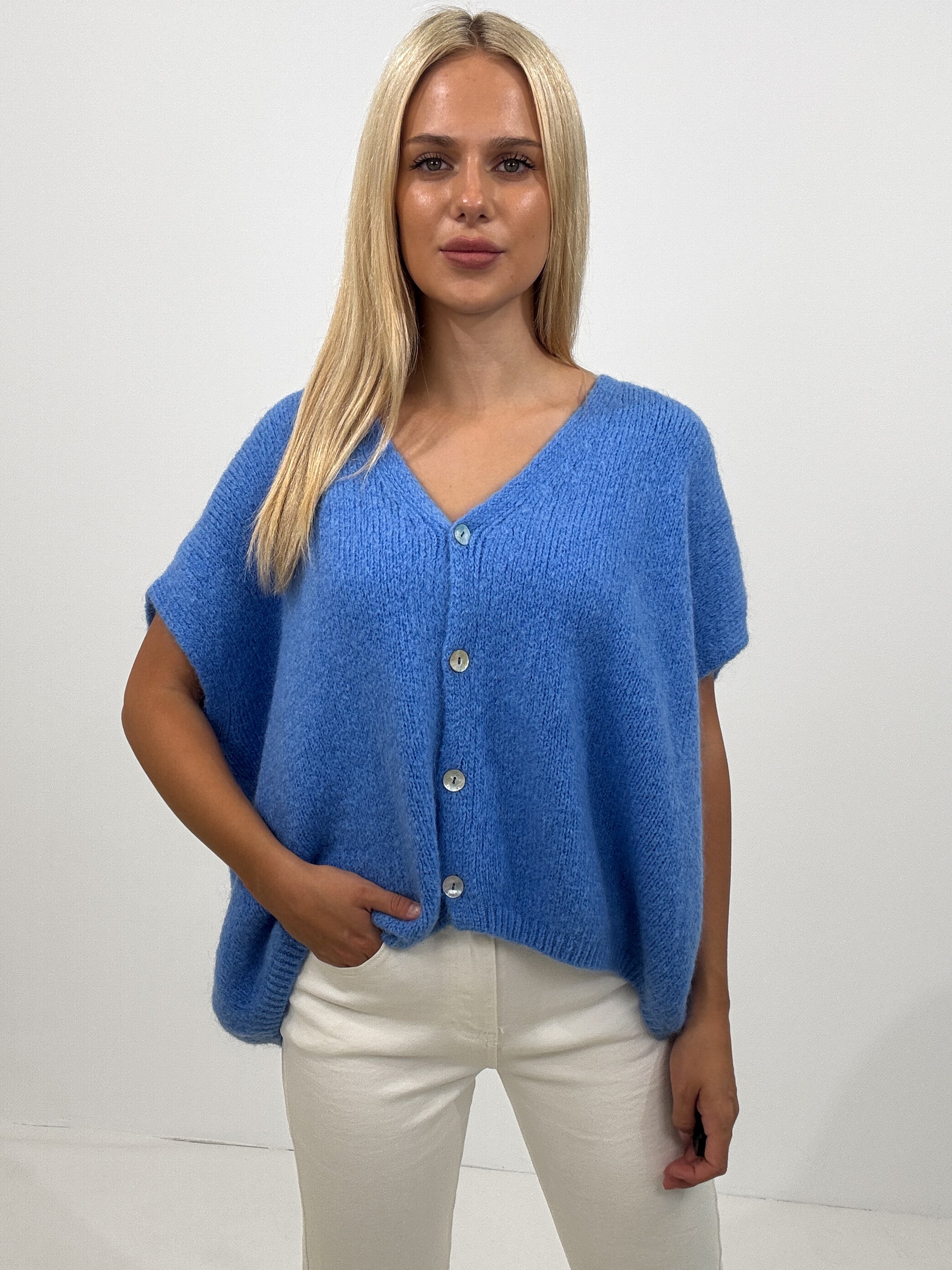 "Florida Vest" kuscheliger Cardigan mit Lana Wolle - blau