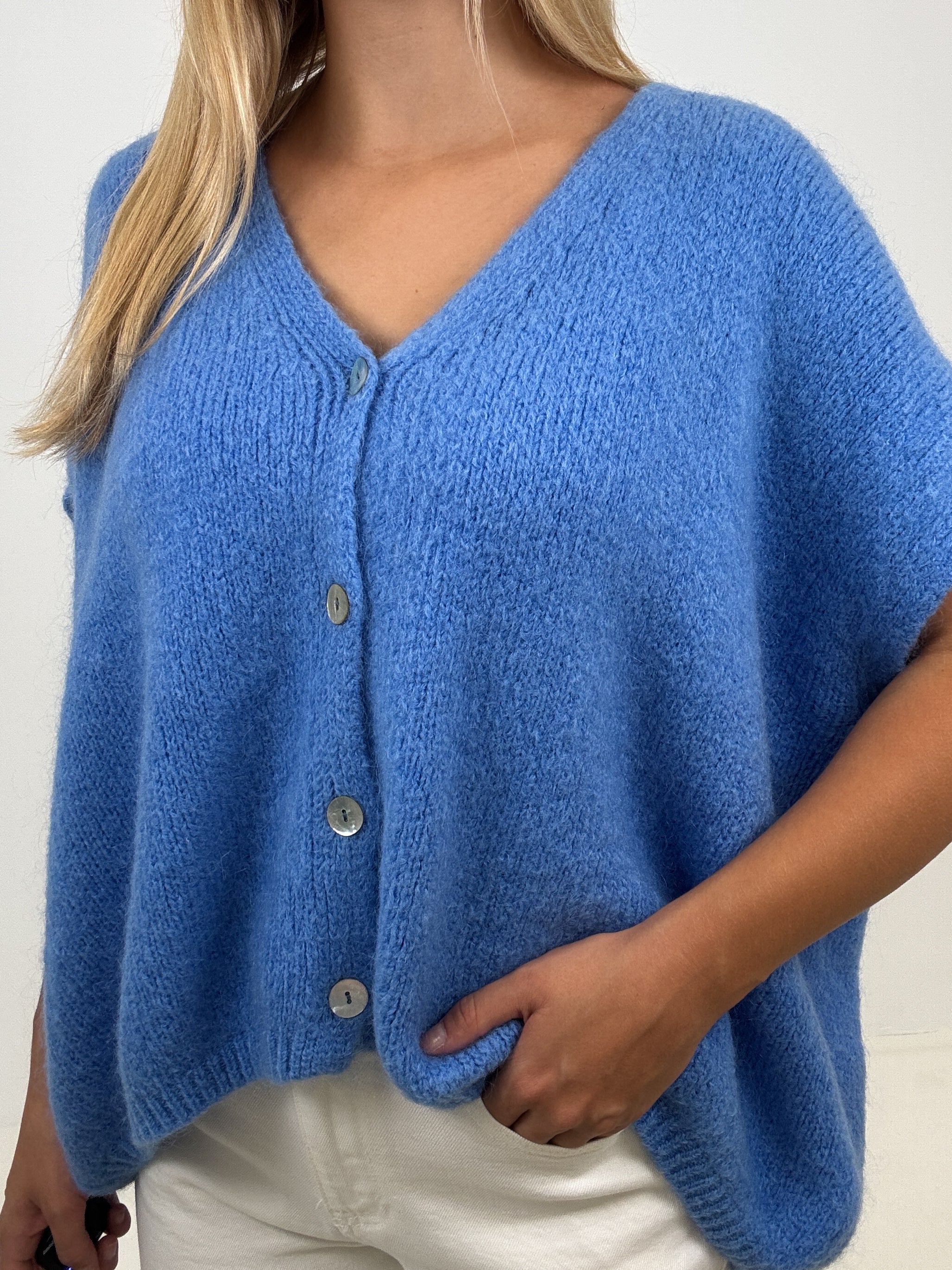 "Florida Vest" kuscheliger Cardigan mit Lana Wolle - blau