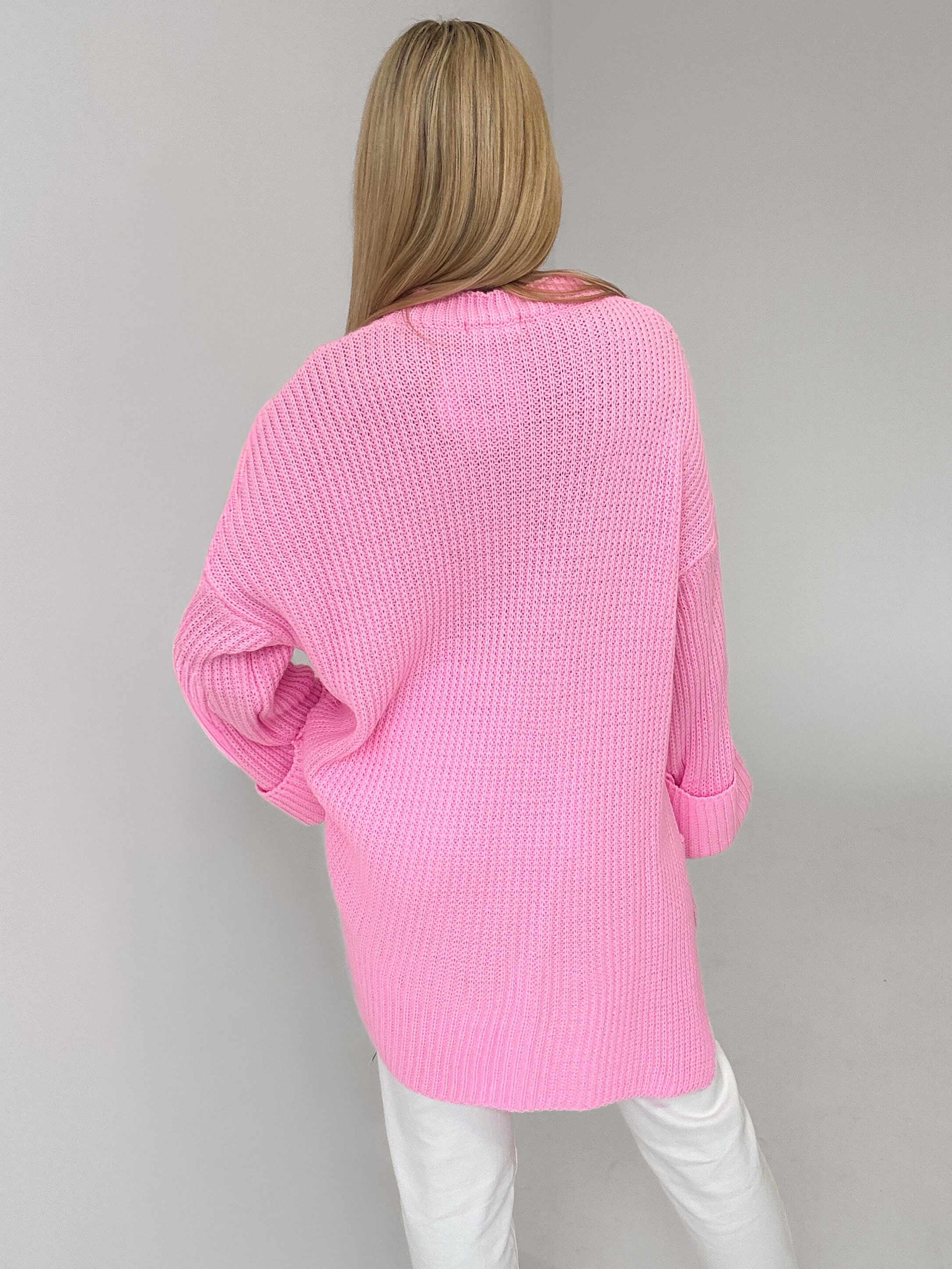 Strickpullover mit Schlitz - cotton candy