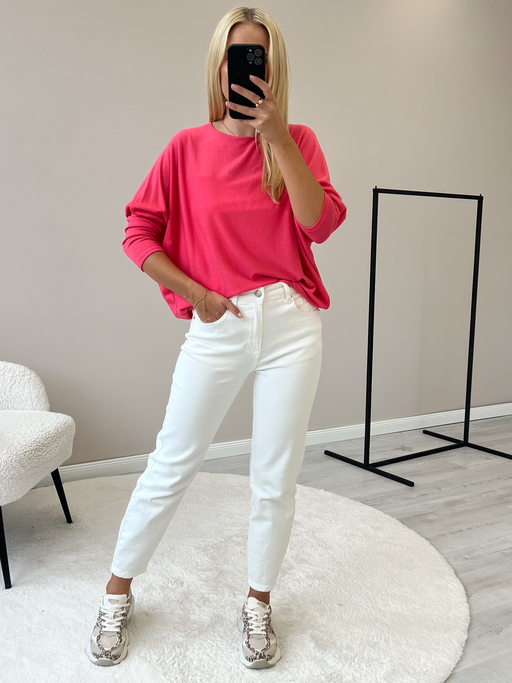 "Soft" weiches Longshirt aus Viscose & Lana Wolle - coral