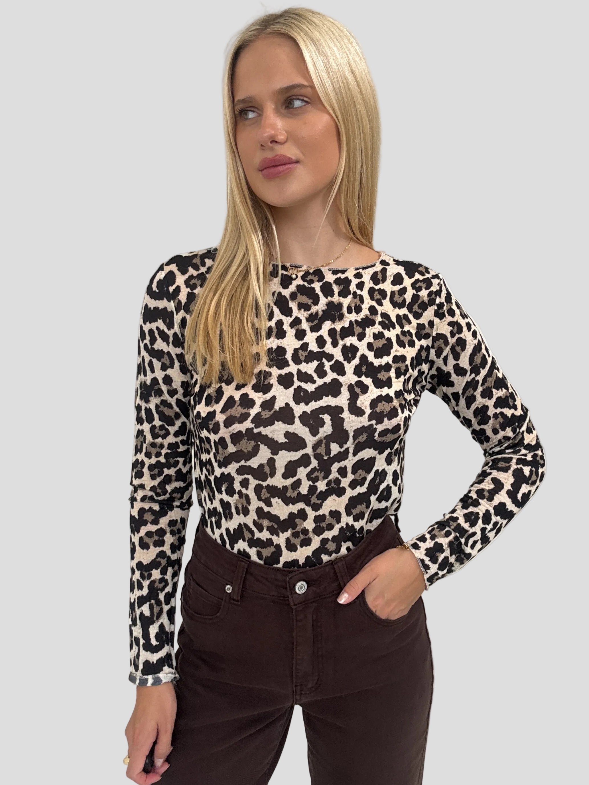 "Como Leo" kuscheliges Cashmere Longshirt - beige/schwarz
