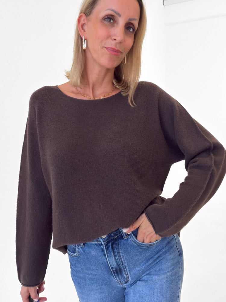 "Vicenza" weicher Pullover mit Viscose - chocobraun