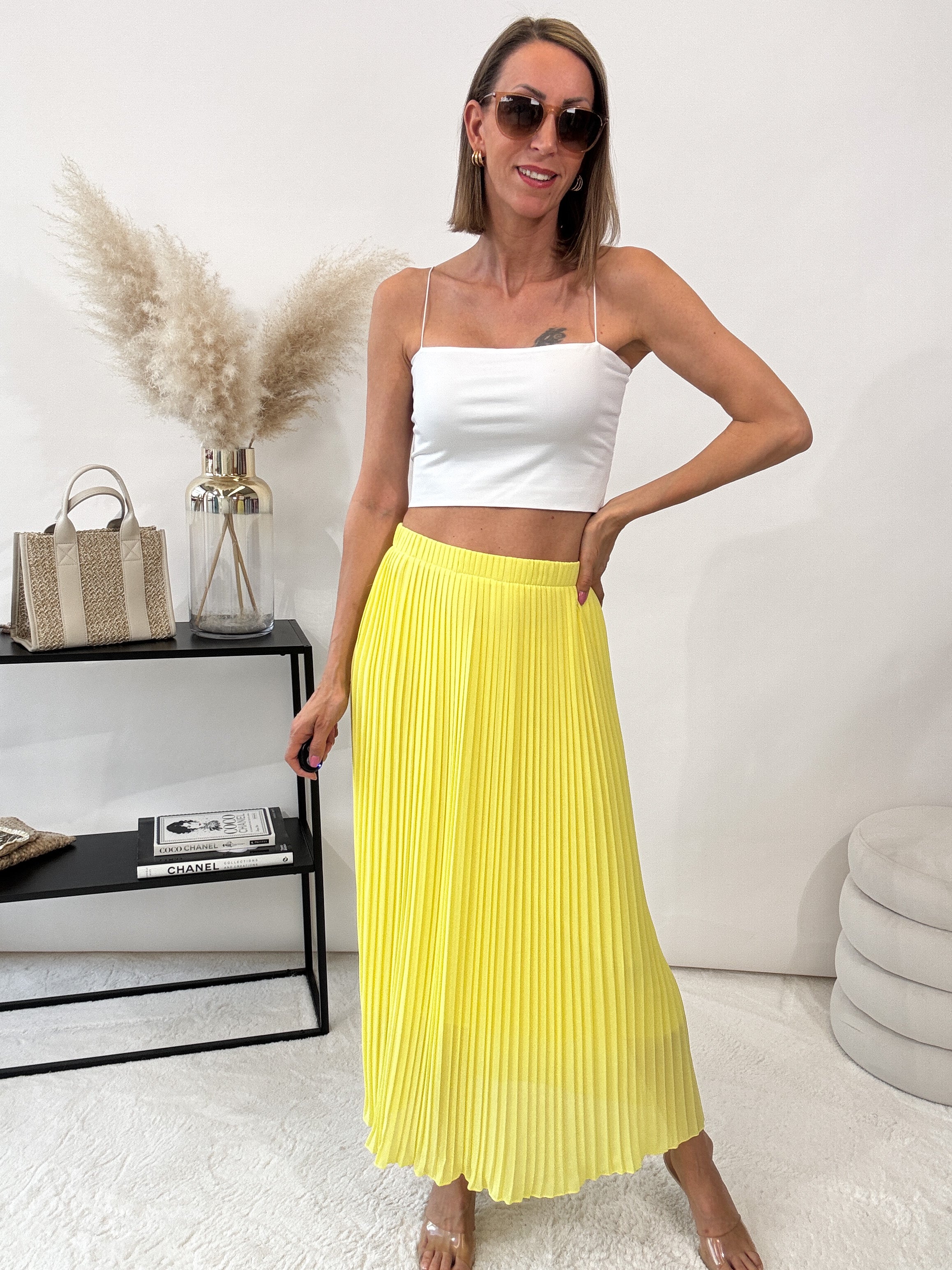 "Skirt" stylischer Plissee Rock - sonnengelb