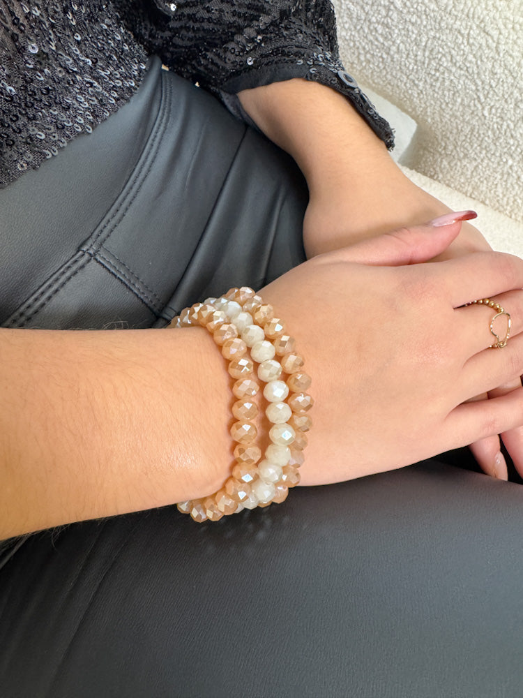 "Timeless Cristallo"- Kristall-Armbänder - karamell/creme