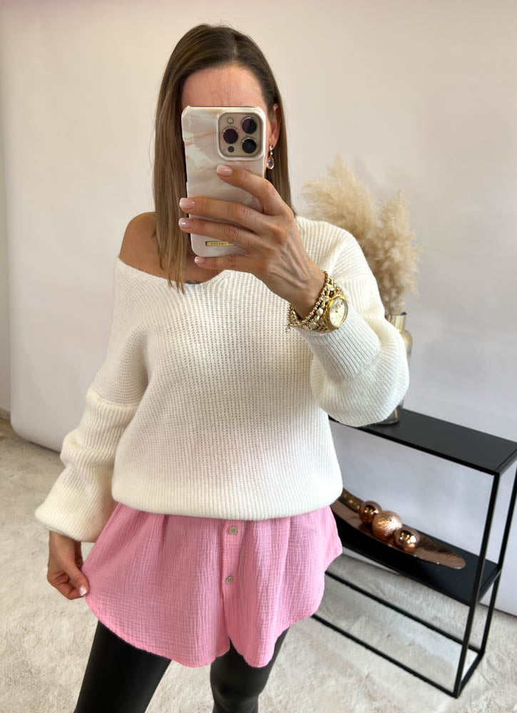 ,,New York V'' weicher Strickpulli - creme