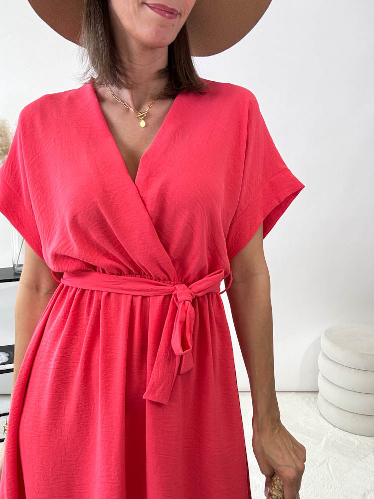 "Sunshine Midi" süßes Sommerkleid - coral