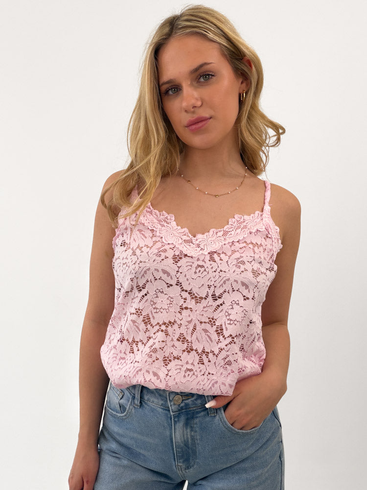 "New Lace" zartes Top aus Spitze - hellrosa