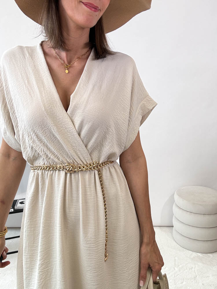 "Sunshine Midi" süßes Sommerkleid - beige
