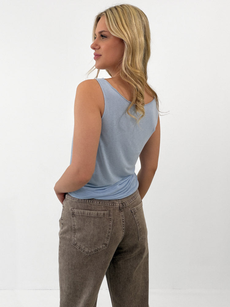 "Fano" weiches Top aus Seide - sky blue