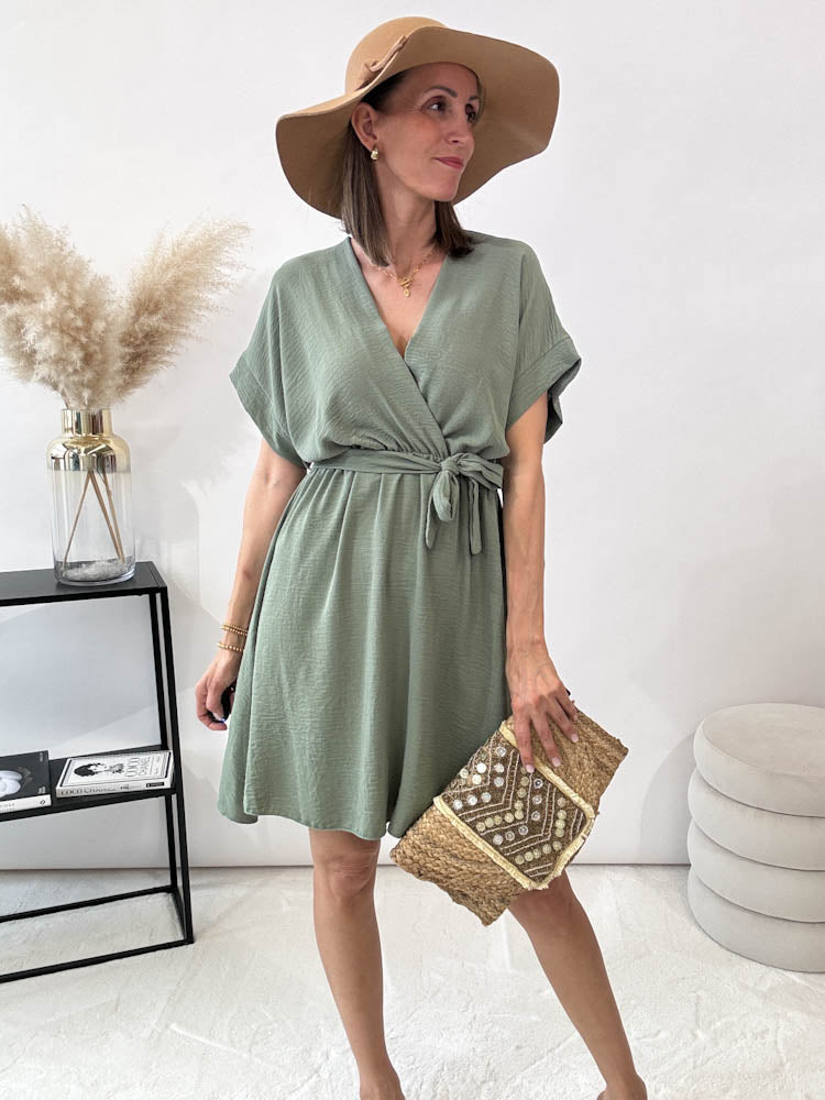 "Sunshine Midi" süßes Sommerkleid - matcha