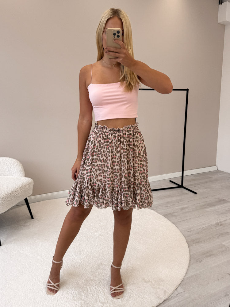 "Bella Leo" Rock aus Viskose - khaki/rosa