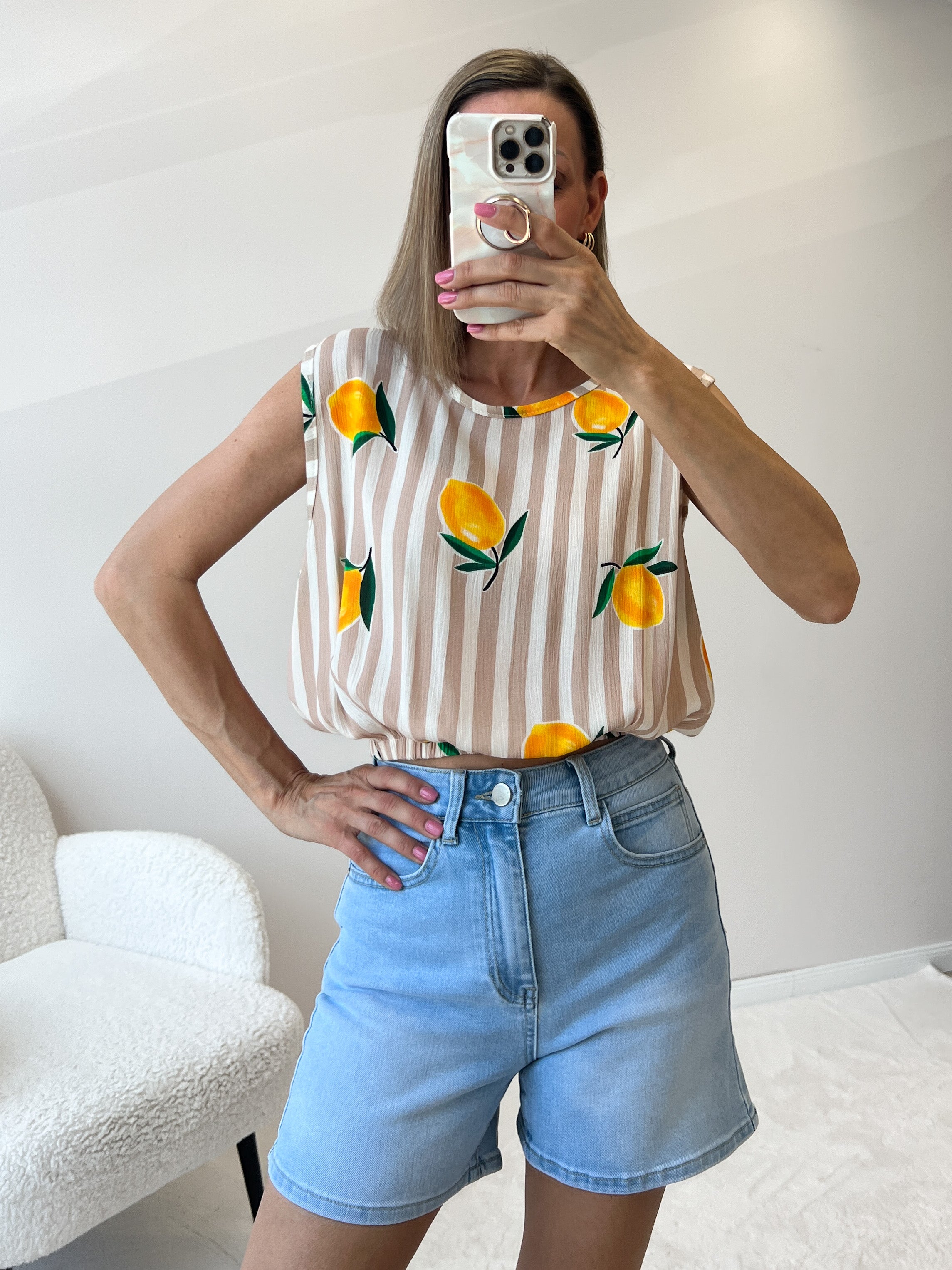 "Terni" Mom Jeans Shorts - blau